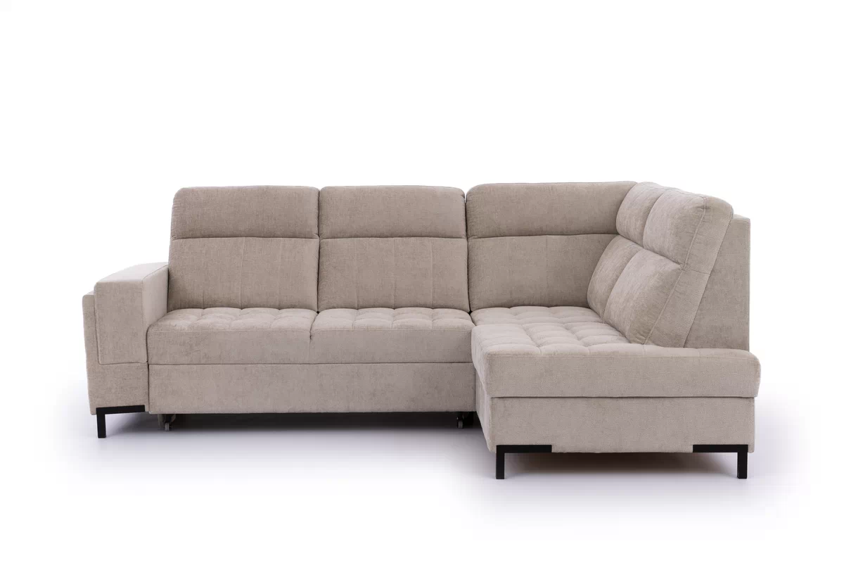 Rohová pohovka Gespano L pravostranná se širokým, vyříznutým bokem - béžový šenil Perfect harmony 07 Rohová sedací souprava Gespano L pravá z szerokim, wcietym bokiem - Perfect harmony 07