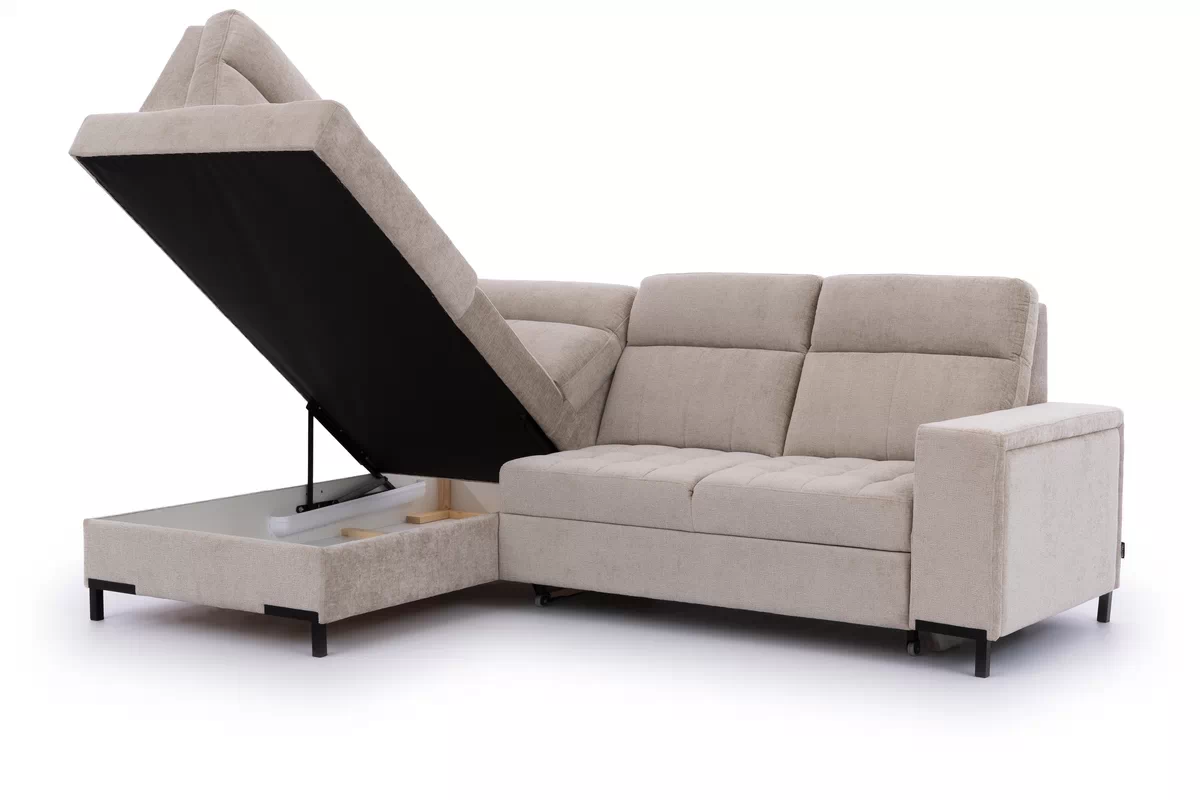 Rozkladacia rohová sedačka Gespano L ľavá - široký bok CU - béžová žinylka Perfect Harmony 07 Rohová sedacia súprava Gespano L Ľavá strana z szerokim bokiem - béžový šenil Perfect harmony 07