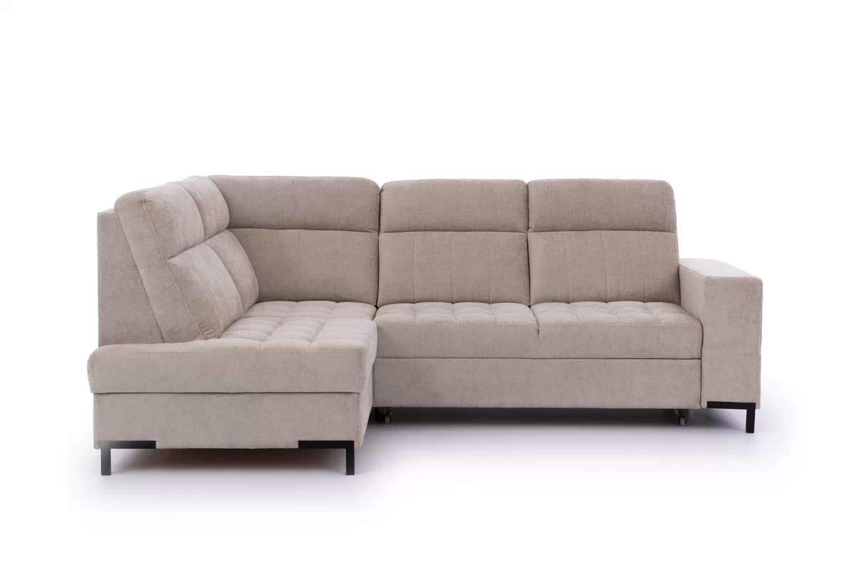 Rozkladacia rohová sedačka Gespano L ľavá - široký bok CU - béžová žinylka Perfect Harmony 07 Rohová sedacia súprava Gespano L Ľavá strana z szerokim bokiem - béžový šenil Perfect harmony 07