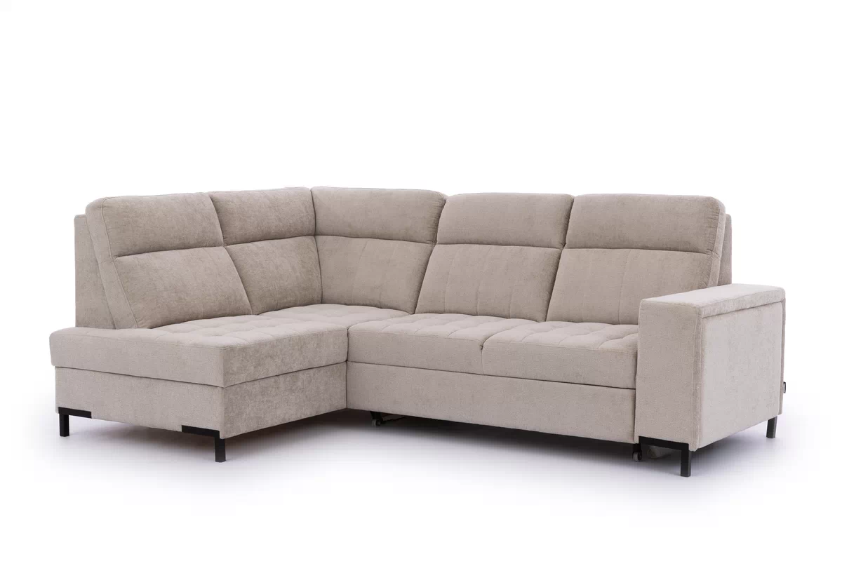 Rozkladacia rohová sedačka Gespano L ľavá - široký bok CU - béžová žinylka Perfect Harmony 07 Rohová sedacia súprava Gespano L Ľavá strana z szerokim bokiem - béžový šenil Perfect harmony 07