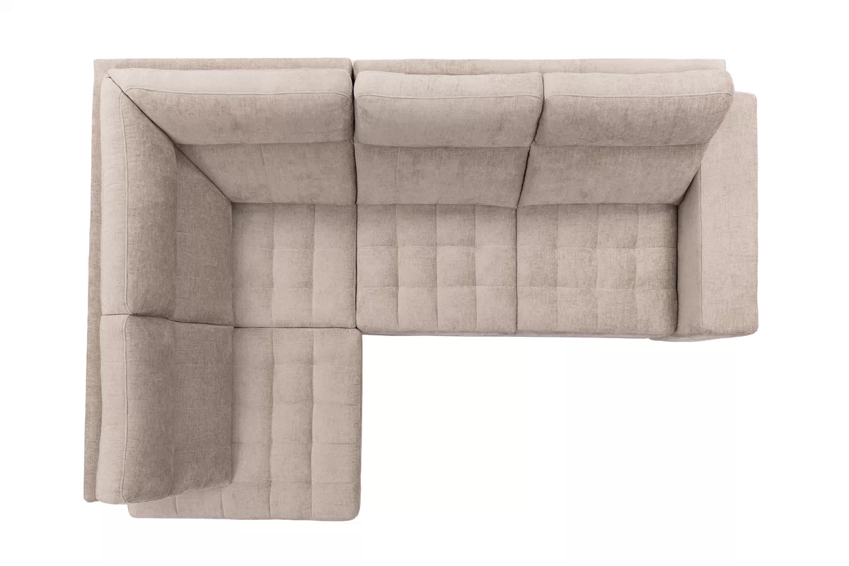 Rozkladacia rohová sedačka Gespano L ľavá - široký bok CU - béžová žinylka Perfect Harmony 07 Rohová sedacia súprava Gespano L Ľavá strana z szerokim bokiem - béžový šenil Perfect harmony 07