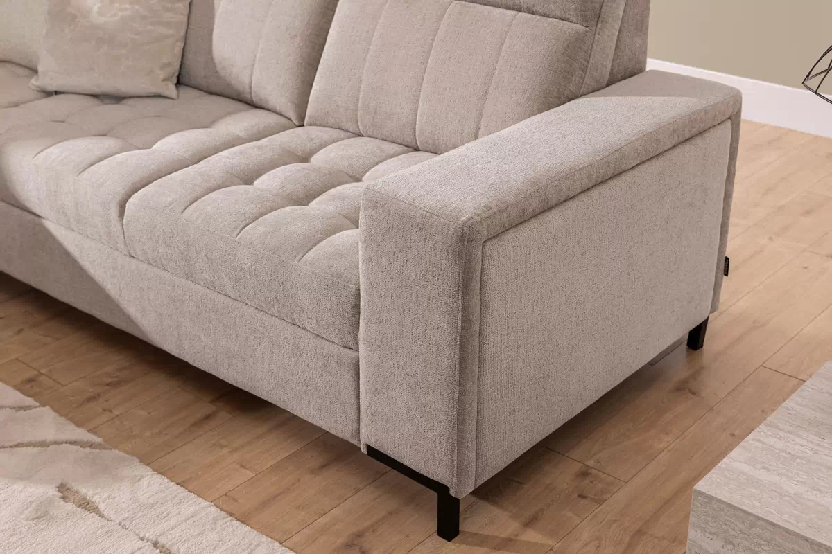 Rozkladacia rohová sedačka Gespano L ľavá - široký bok CU - béžová žinylka Perfect Harmony 07 Rohová sedacia súprava Gespano L Ľavá strana z szerokim bokiem - béžový šenil Perfect harmony 07