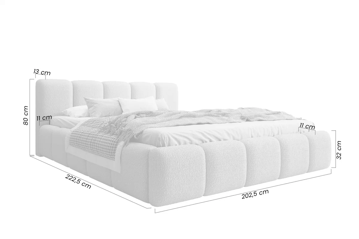 Čalouněná postel Tesia 180x200 s úložným prostorem - šedá bouclé Quelle 83 Postel čalouněné Tesia 180x200 s úložným prostorem- šedá bukla Quelle 83