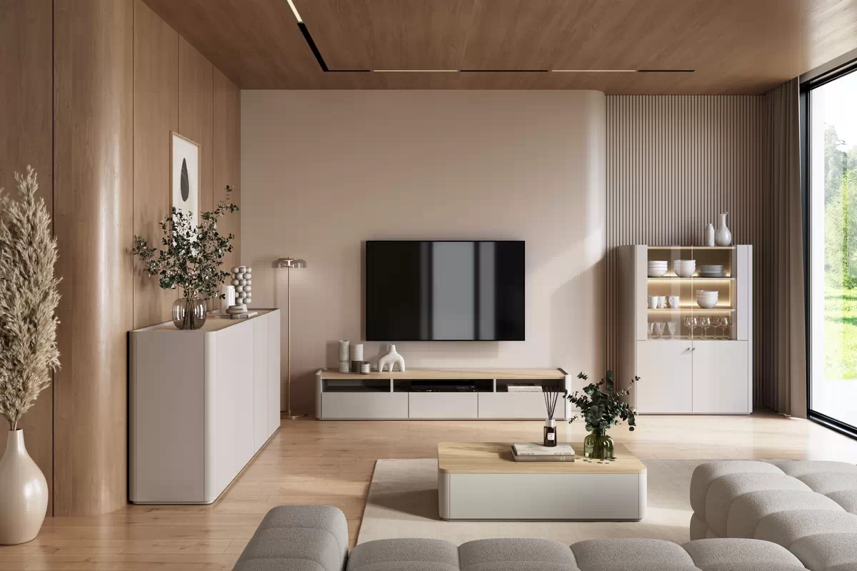 Stolík kawowy Elivo 100 cm so zásuvkami - kašmír / Dub olejowany - Limitovaná ponuka expozície Stolík kawowy Elivo 100 cm so zásuvkami - kašmír / Dub olejowany - Limitovaná ponuka expozície