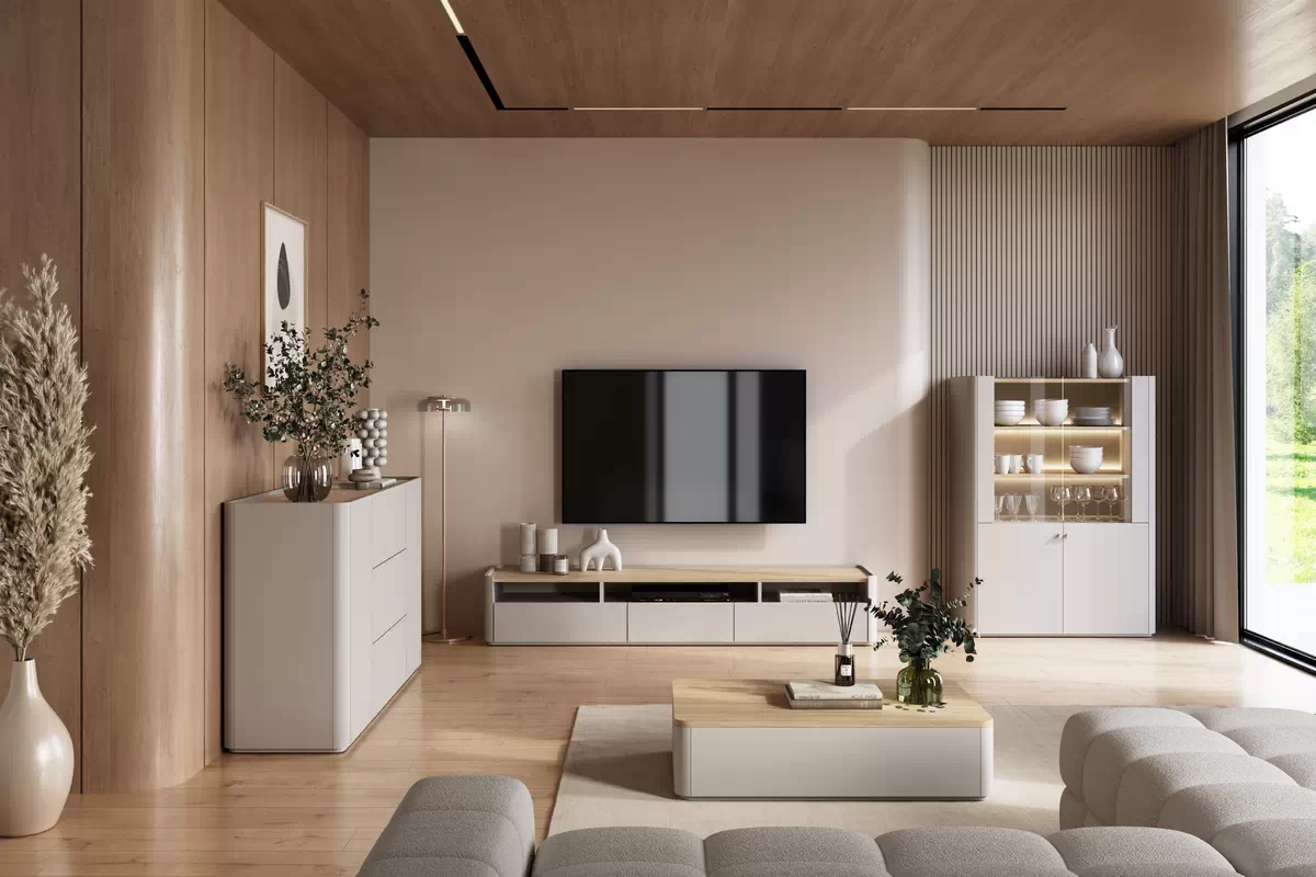 Stolík kawowy Elivo 100 cm so zásuvkami - kašmír / Dub olejowany - Limitovaná ponuka expozície Stolík kawowy Elivo 100 cm so zásuvkami - kašmír / Dub olejowany - Limitovaná ponuka expozície