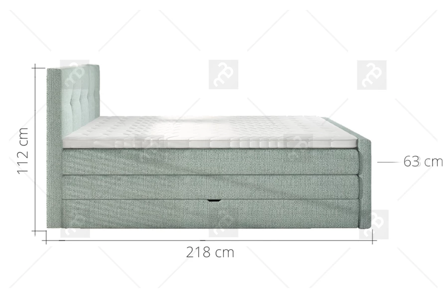 Kontinentálna posteľ MO 160x200 - sivá tkanina Pegasus 88 svetlý Posteľ