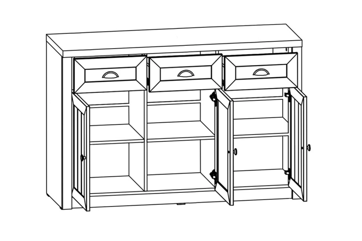 Komoda s 3 zásuvkami Prowansja K3SP Grey Komoda s 3 zásuvkami
