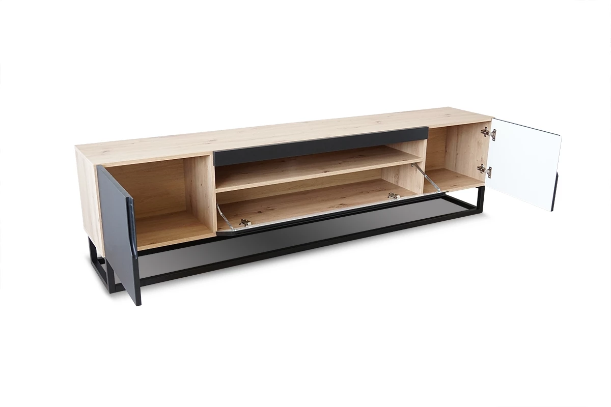 Grătar metalic galben TV 200 cm Dulap TV pe picioare metalice Doze - interior