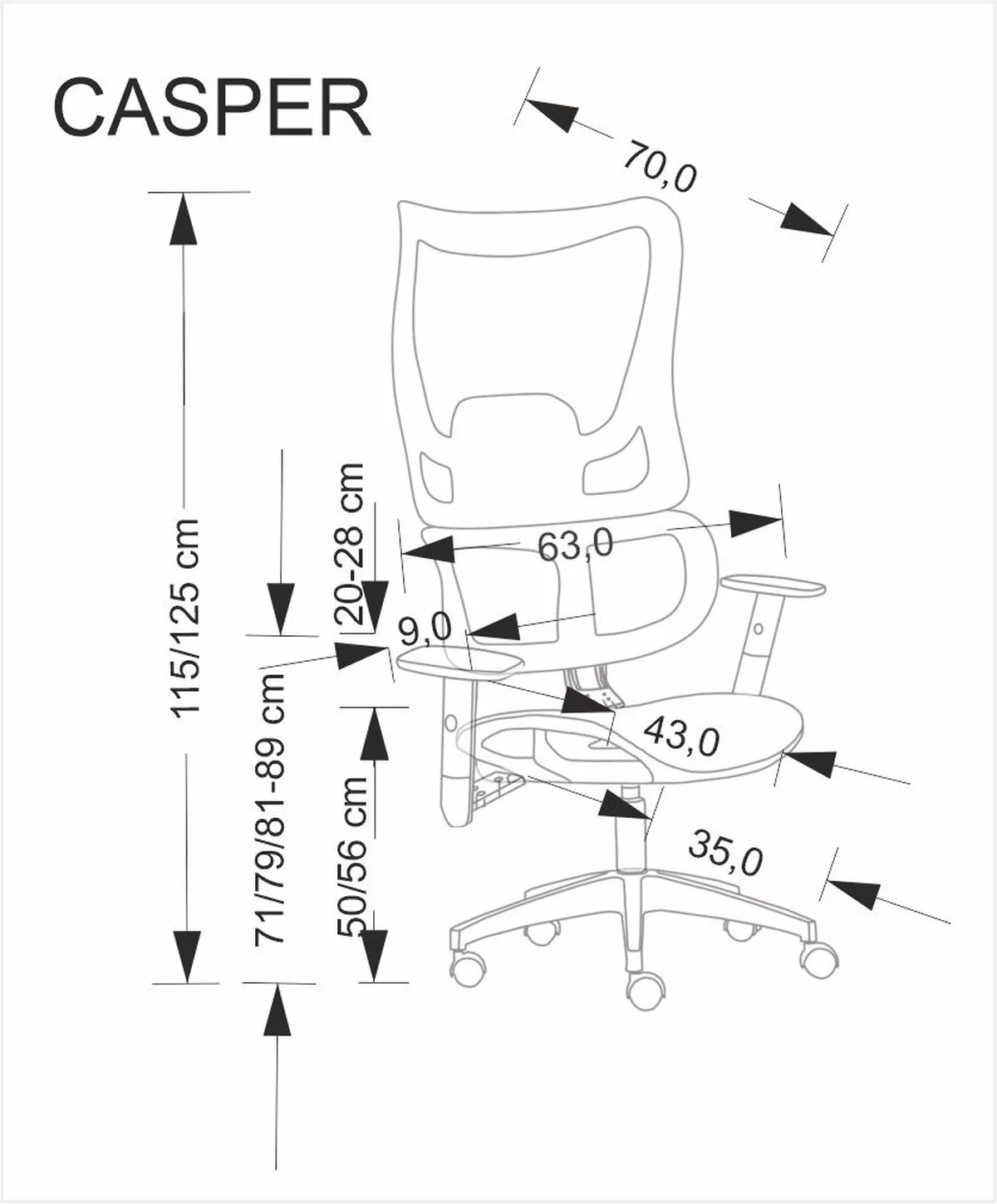 Otočná ergonomická kancelářská židle Casilo - černá Křeslo ergonomiczny casilo obrotowy - černá