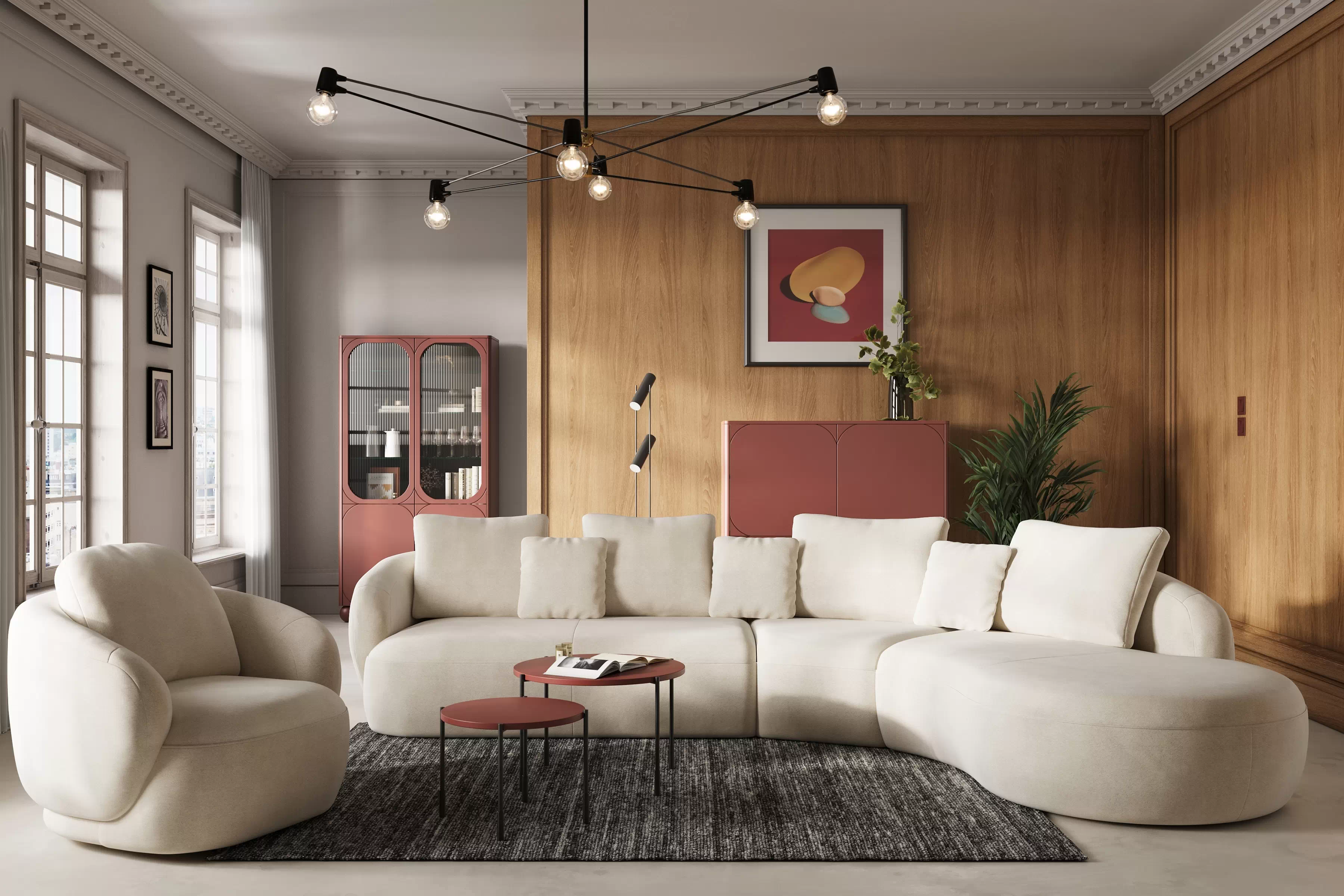 Otočné kreslo Finezal - krémová žinylka Tender Way 01 Kreslo Finezal otočna - Krémový šenil Tender Way 01