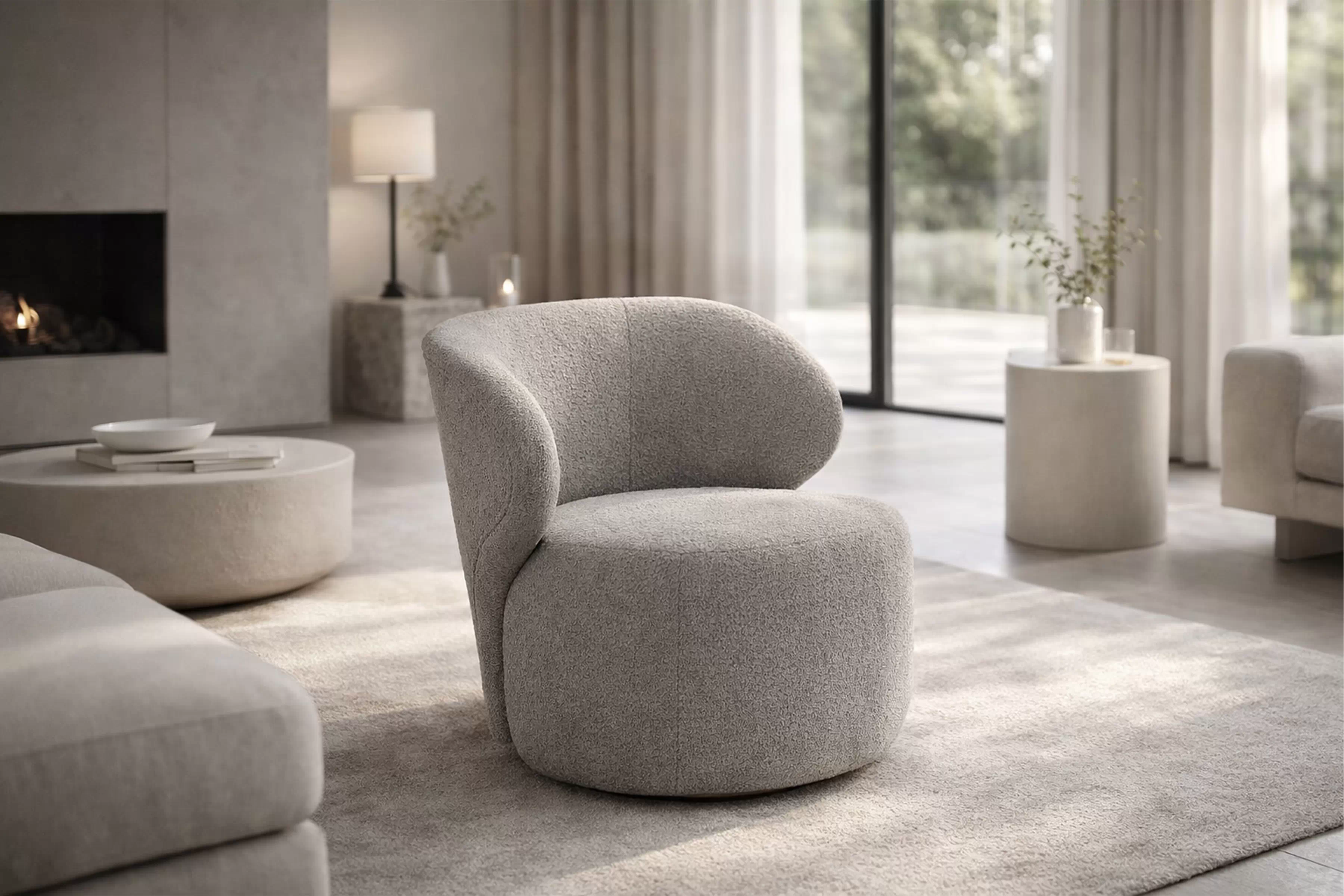 Dizajnové kreslo Cocoon - sivé buklé Catch Me 24 Kreslo odpočinkové Cocoon - šedá boucle Catch Me 24