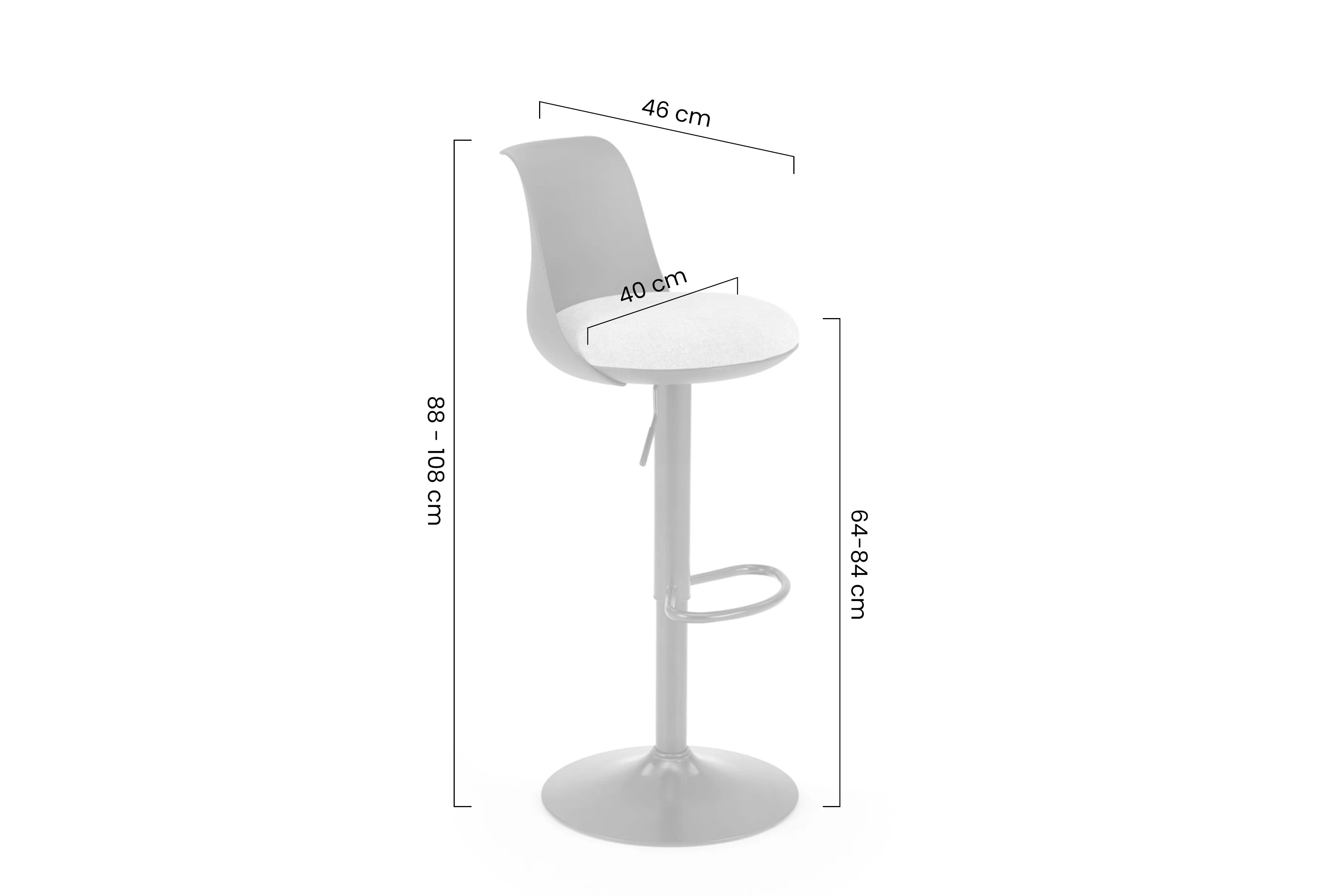Hoker Vintrix s čalúneným sedadlom - čierny / šedý Barová stolička Vintrix z tapicerowanym siedziskiem - Čierny / popol