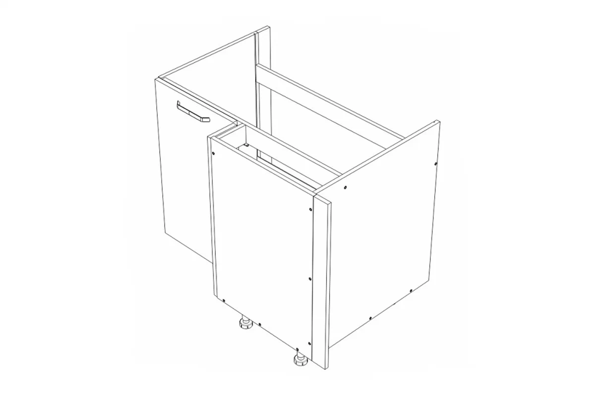 KAMMONO F4 F7 F8 - DRZ100x70 Skrinka rohová drezová skrinka KAMMONO F4 F7 F8 - DRZ100x70 Skrinka rohová pod umývadlo - Pravá Strana skrinky 