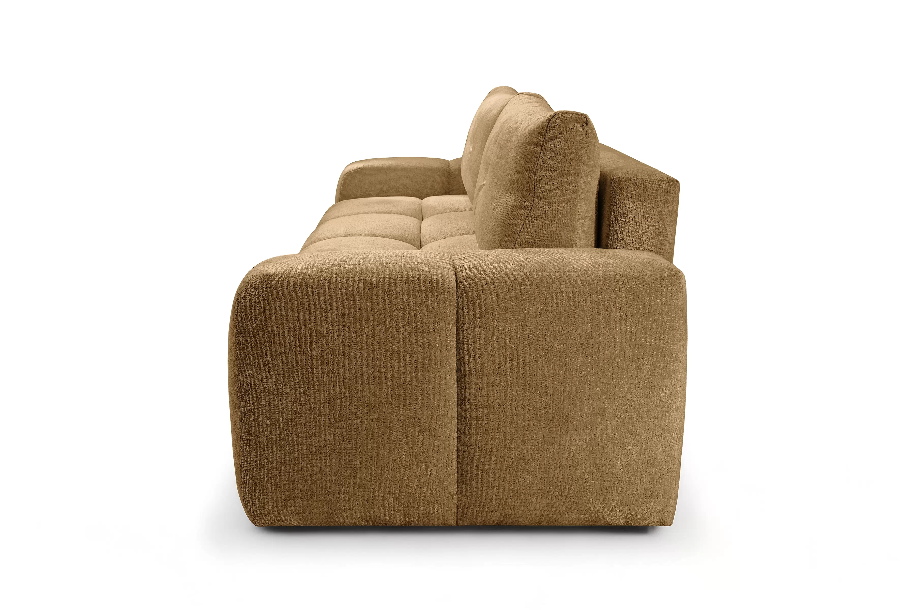 Rozkládací pohovka Vebra s úložným prostorem - hořčicový šenil Perfect Harmony 56 Gauč Vebra s funkcí spaní a úložným prostorem na posciel - hořčice šenil Perfect Harmony 56