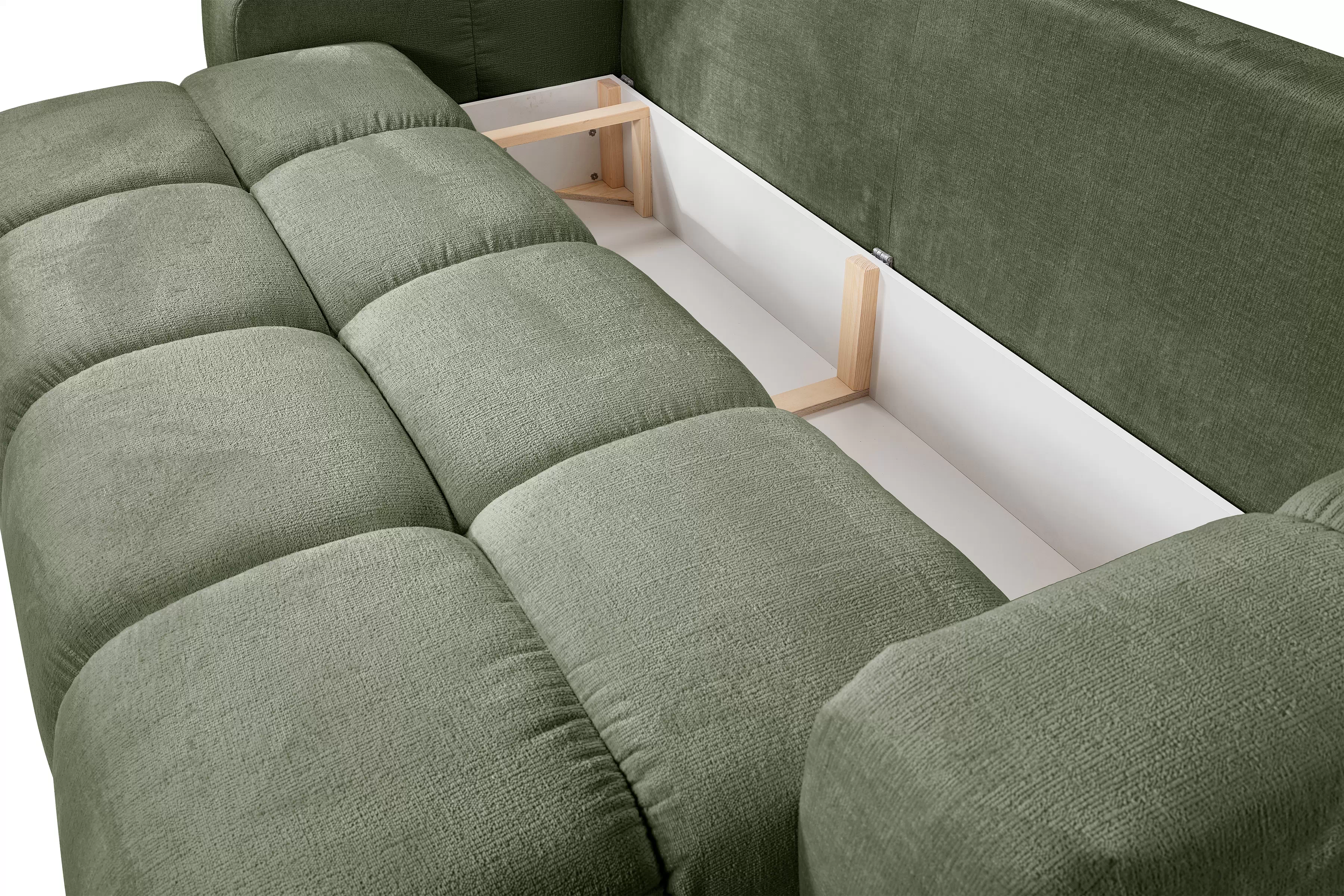 Rozkládací pohovka Vebra s úložným prostorem - zelený šenil Perfect Harmony 39 Gauč Vebra s funkcí spaní a úložným prostorem na posciel - Zelený šenil Perfect Harmony 39