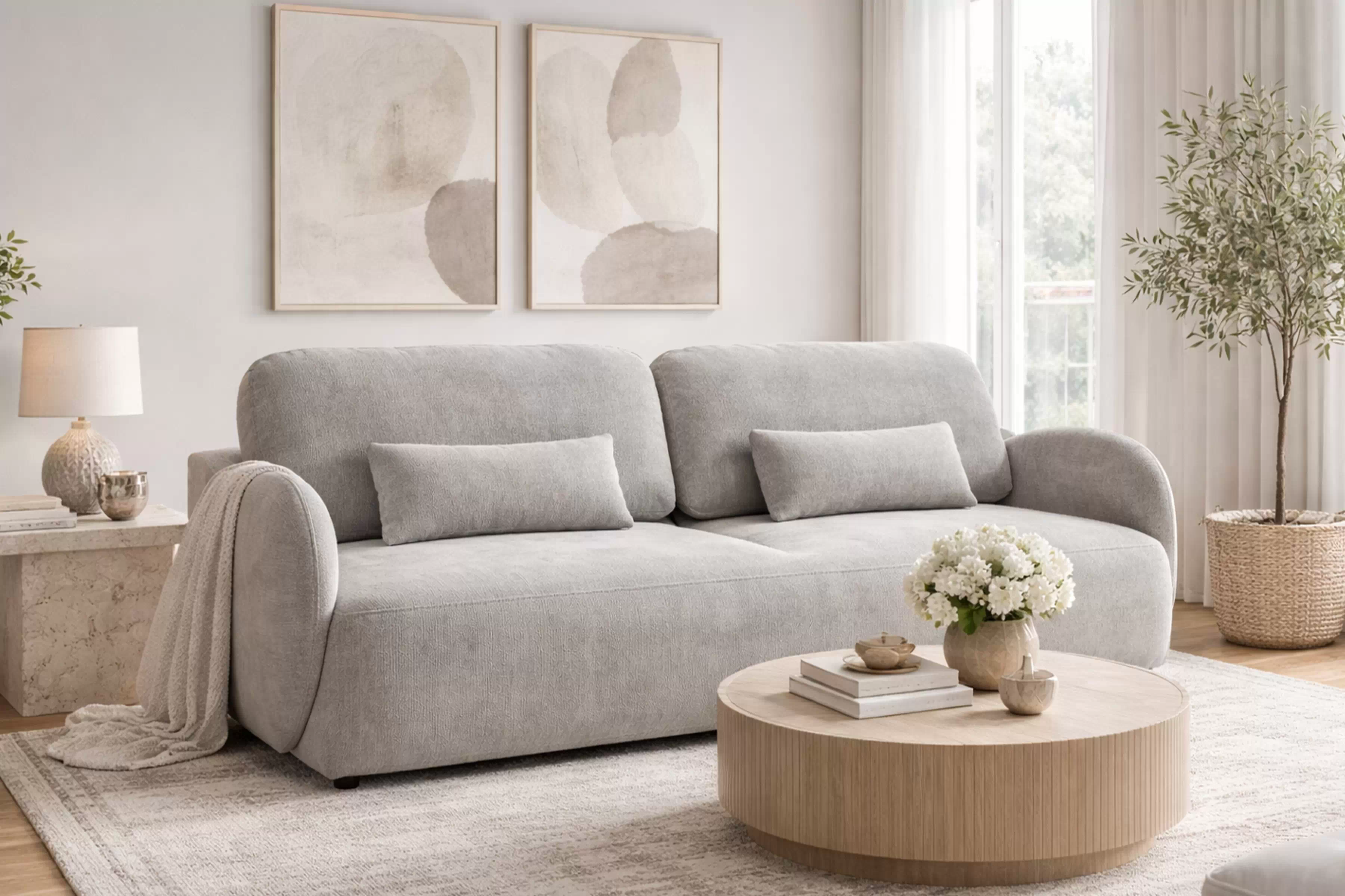 Pohovka s funkciou spania Dinel - sivý šenil Vibe 86 Pohovka s funkciou spánku Dinel - šedý šenil Vibe 86