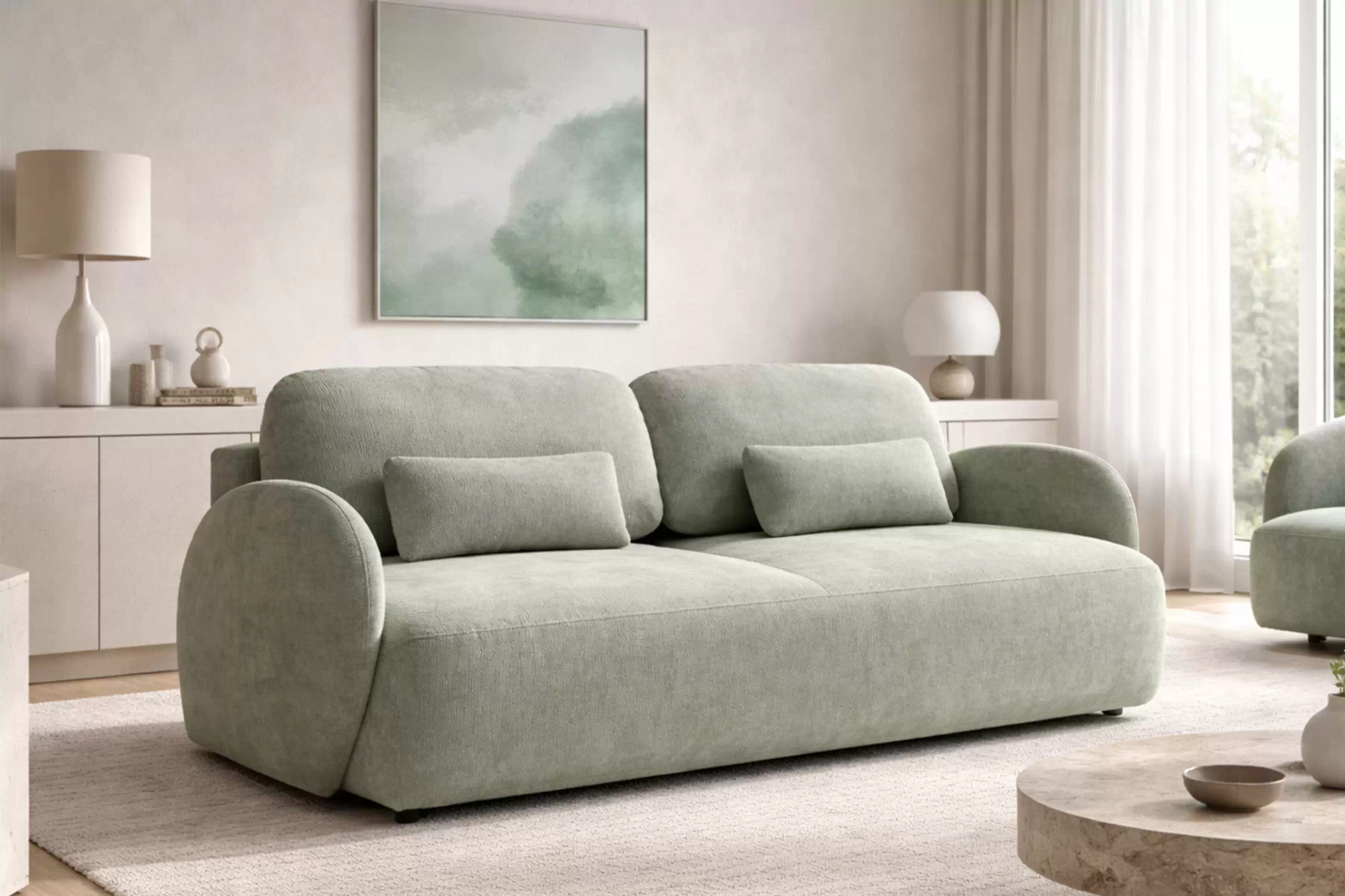 Rozkladacia pohovka Dinel - zelený szenil Vibe 34 Pohovka s funkciou spánku Dinel - Zelený šenil Vibe 34