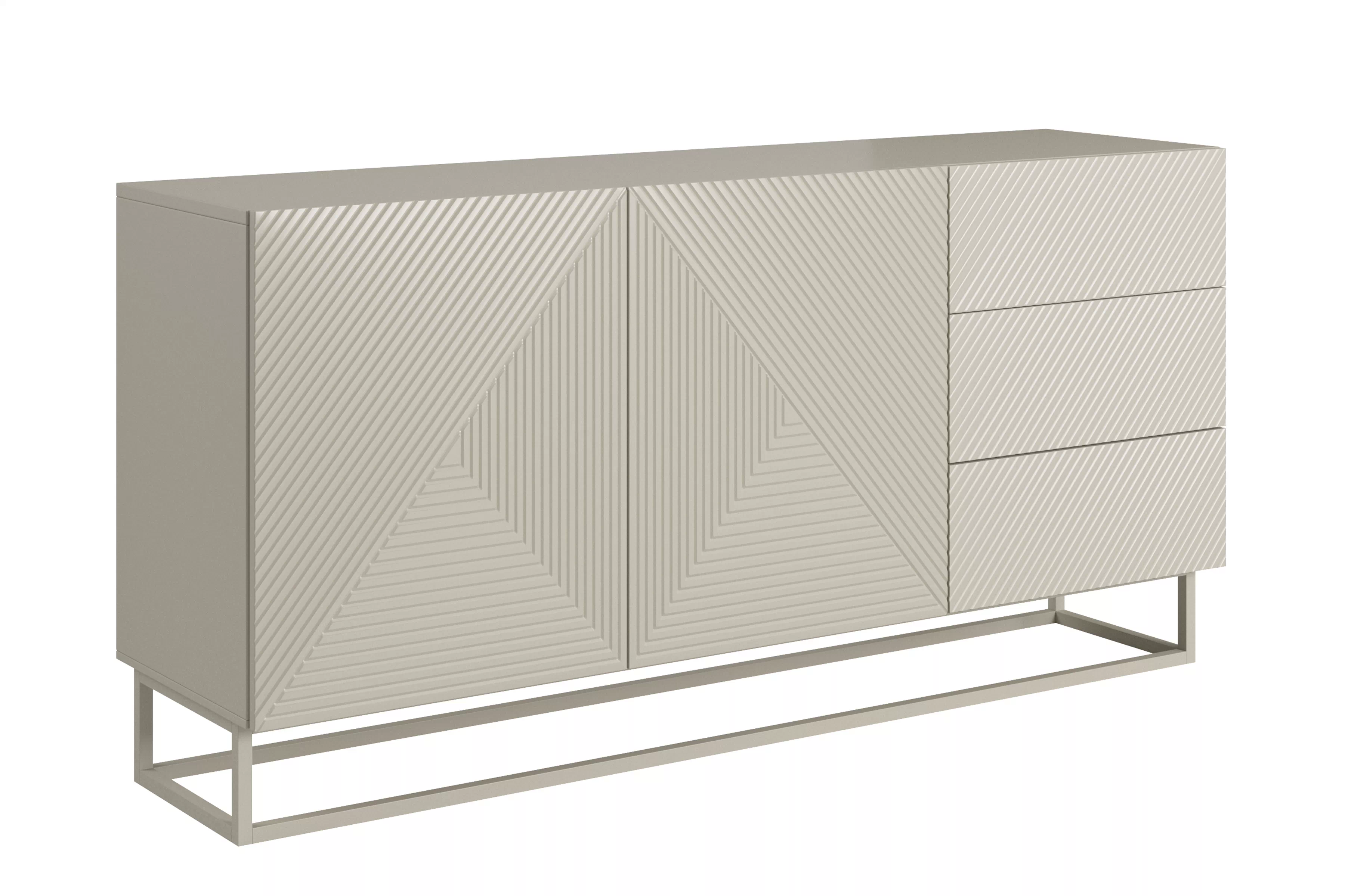 Dvojdverová komoda Asha 167 cm so zásuvkami - kasmír / kasmír rám Komoda Asha 167 cm dvojdverová so zásuvkami - kašmír / kašmír Rošt