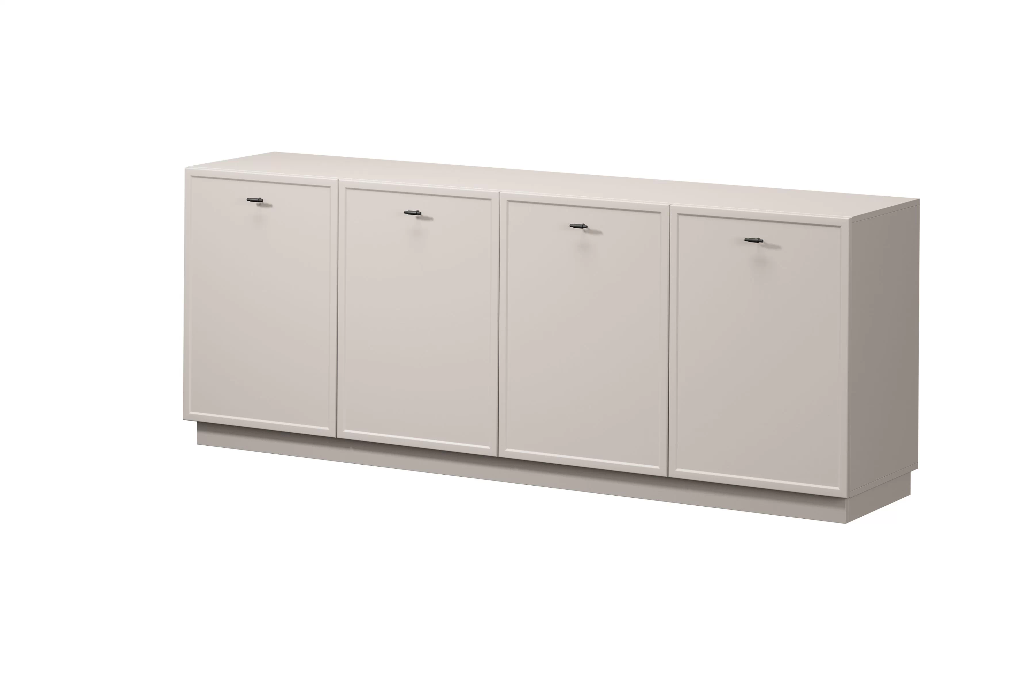 Komoda Lorini 200 cm na sokli - kašmírová / čierne úchytky T Štvordverová Komoda Lorini 200 cm - kašmír / čierny úchyty T-bar