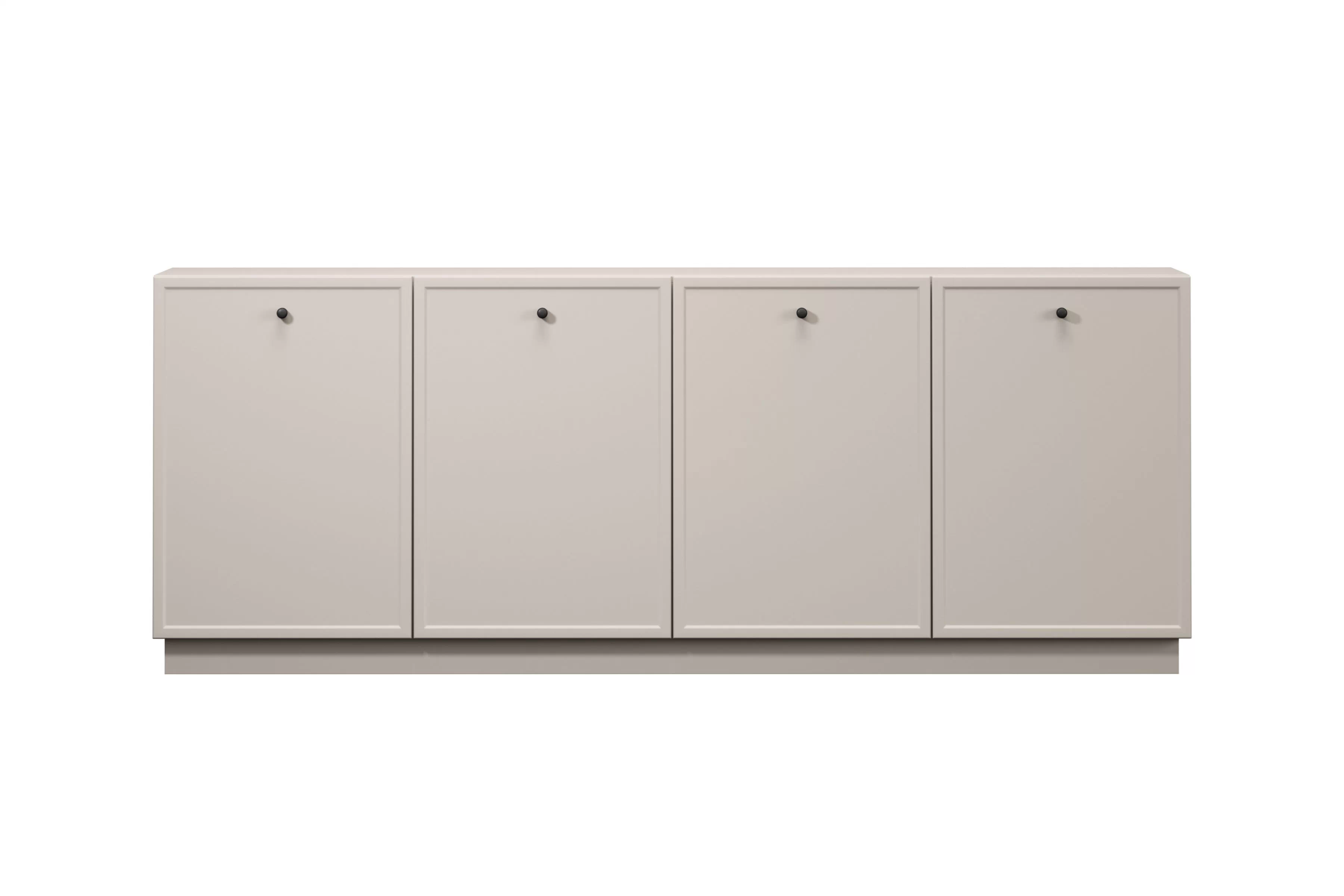 Komoda Lorini 200 cm na sokli - kašmírová / čierne úchytky G Štvordverová Komoda Lorini 200 cm - kašmír / čierny úchyty