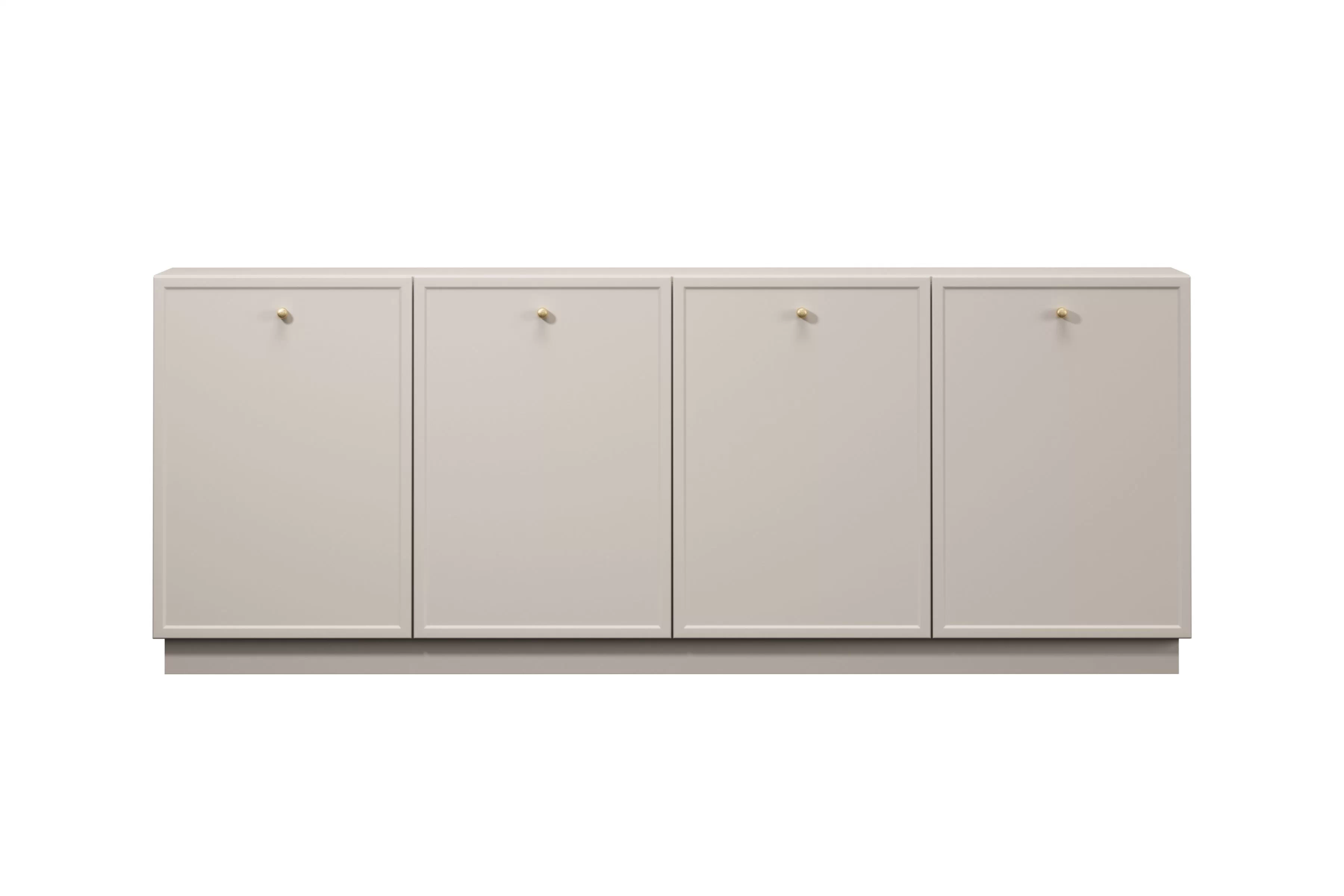 Komoda Lorini 200 cm na sokli - kašmírová / zlaté úchytky G Štvordverová Komoda Lorini 200 cm - kašmír / zlote úchyty
