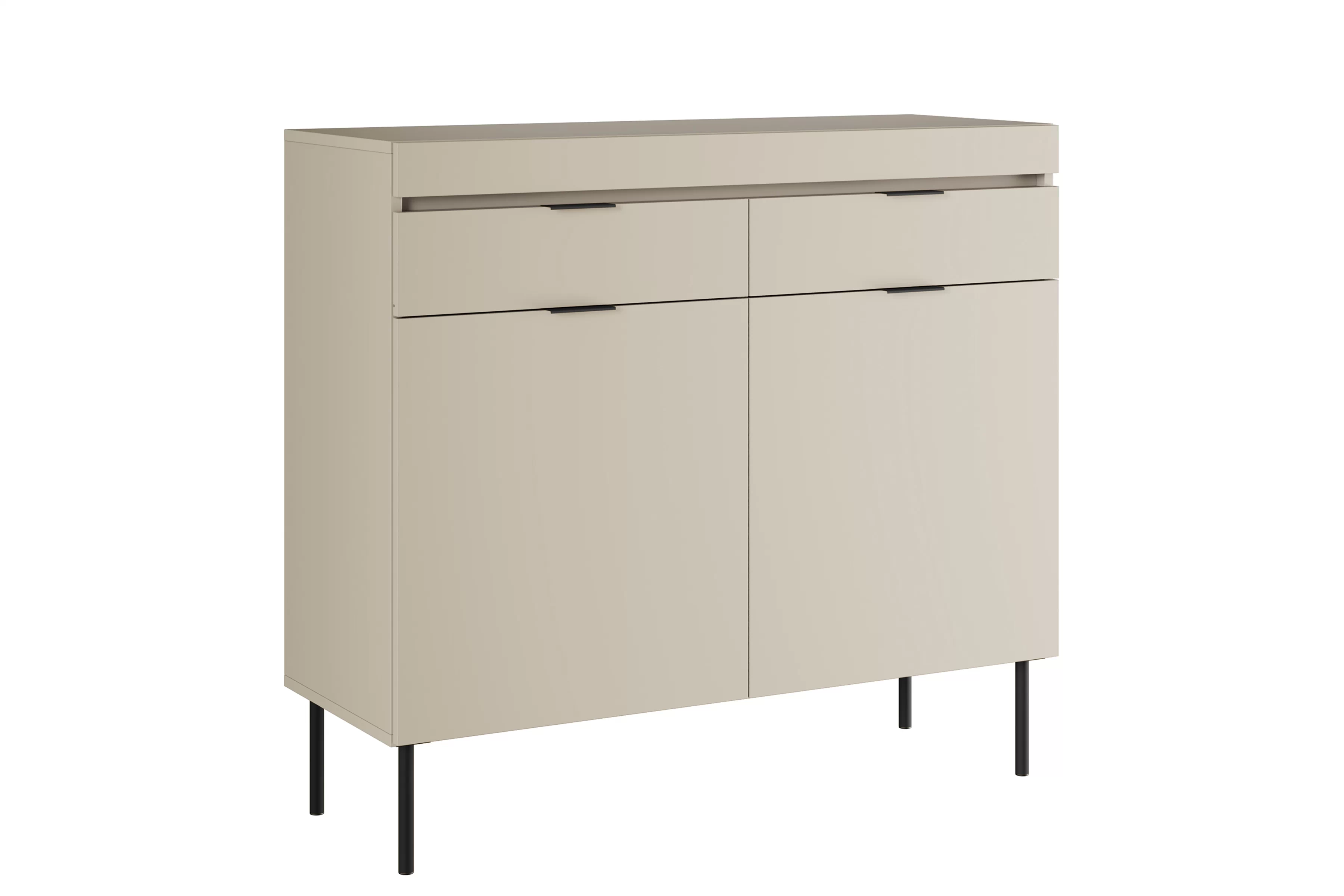 Dvoukřídlá komoda Sentia 105 cm se dvěma zásuvkami - kašmír / černá Komoda dvoudveřová Sentia 105 cm z dwoma zásuvkami - kašmír / černá 