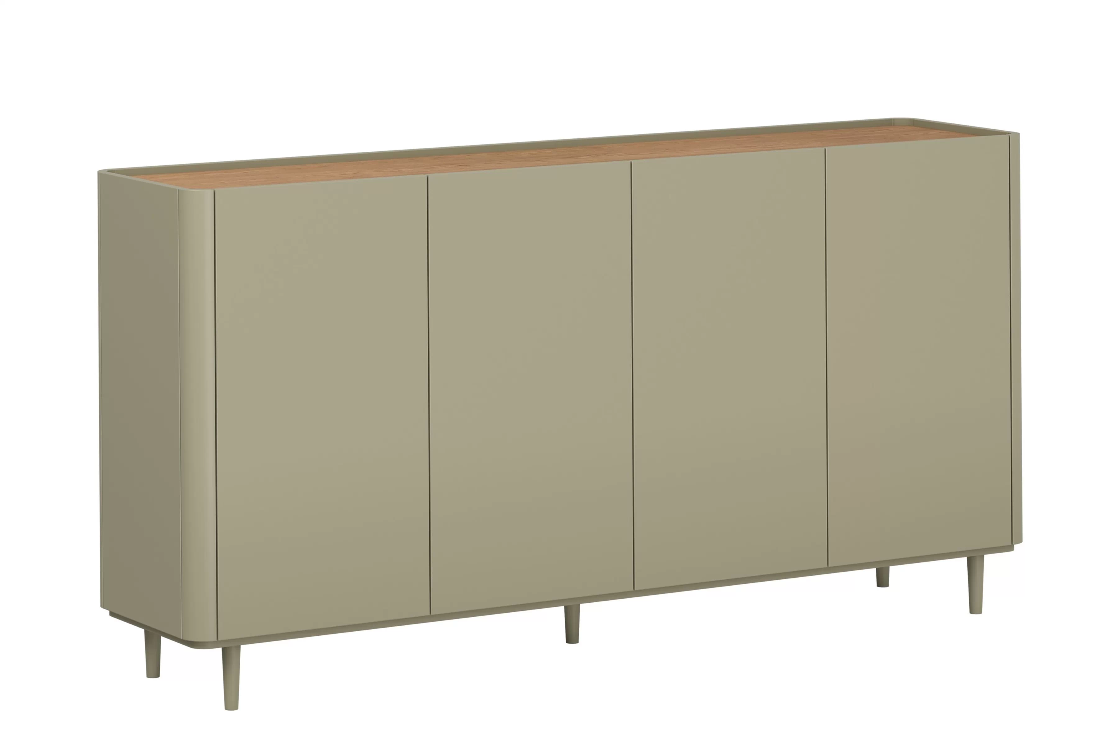 Komoda Elivo 200 cm čtyřdveřová na nožkách - eukalyptus / dub baltic dune Komoda Elivo 200 cm čtyřdveřová na nožkách - eukaliptus / dub baltic dune