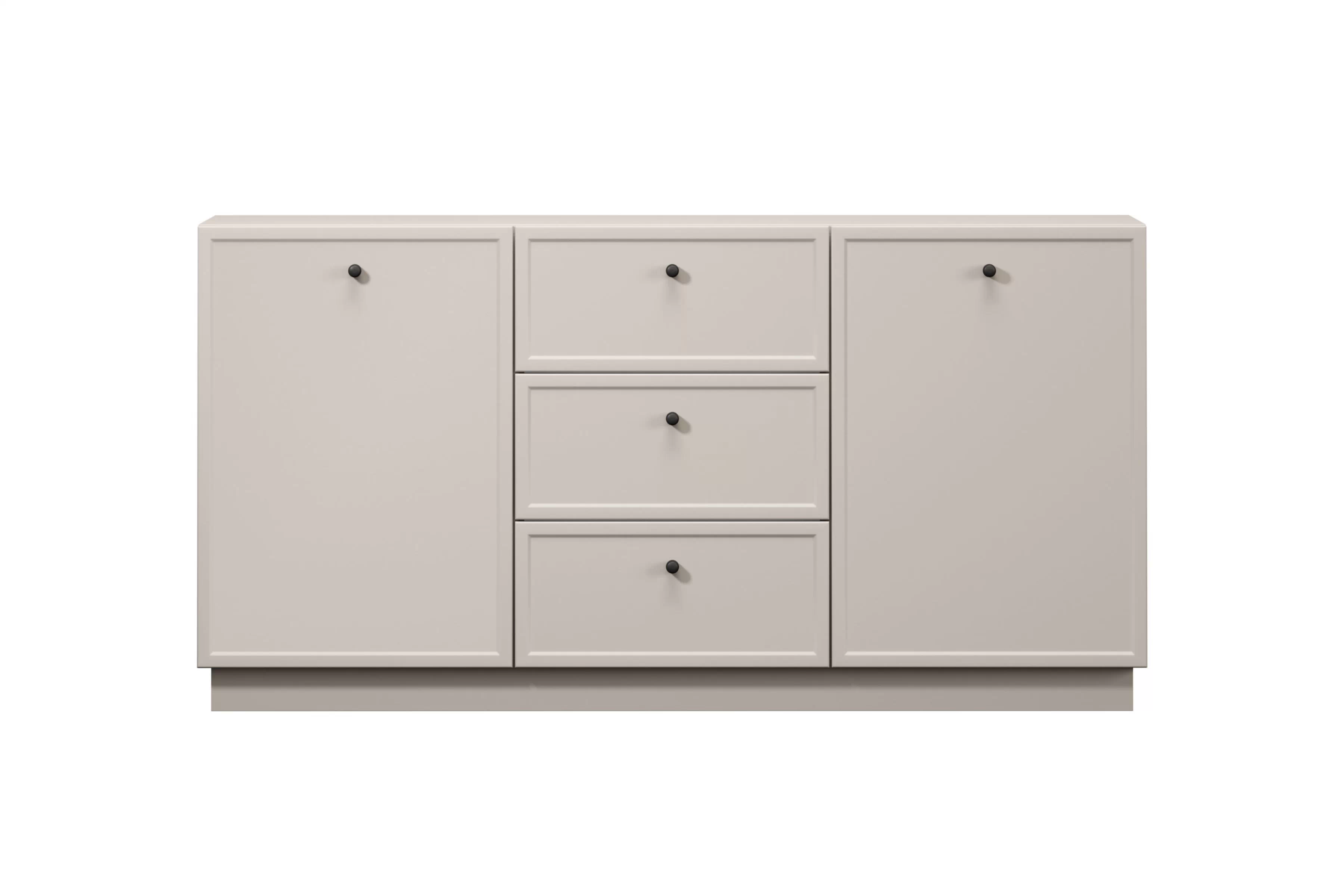 Komoda Lorini 150 cm - kašmírová / černé úchytky Komoda Lorini 150 cm se zásuvkami - kašmír / černá Úchytky