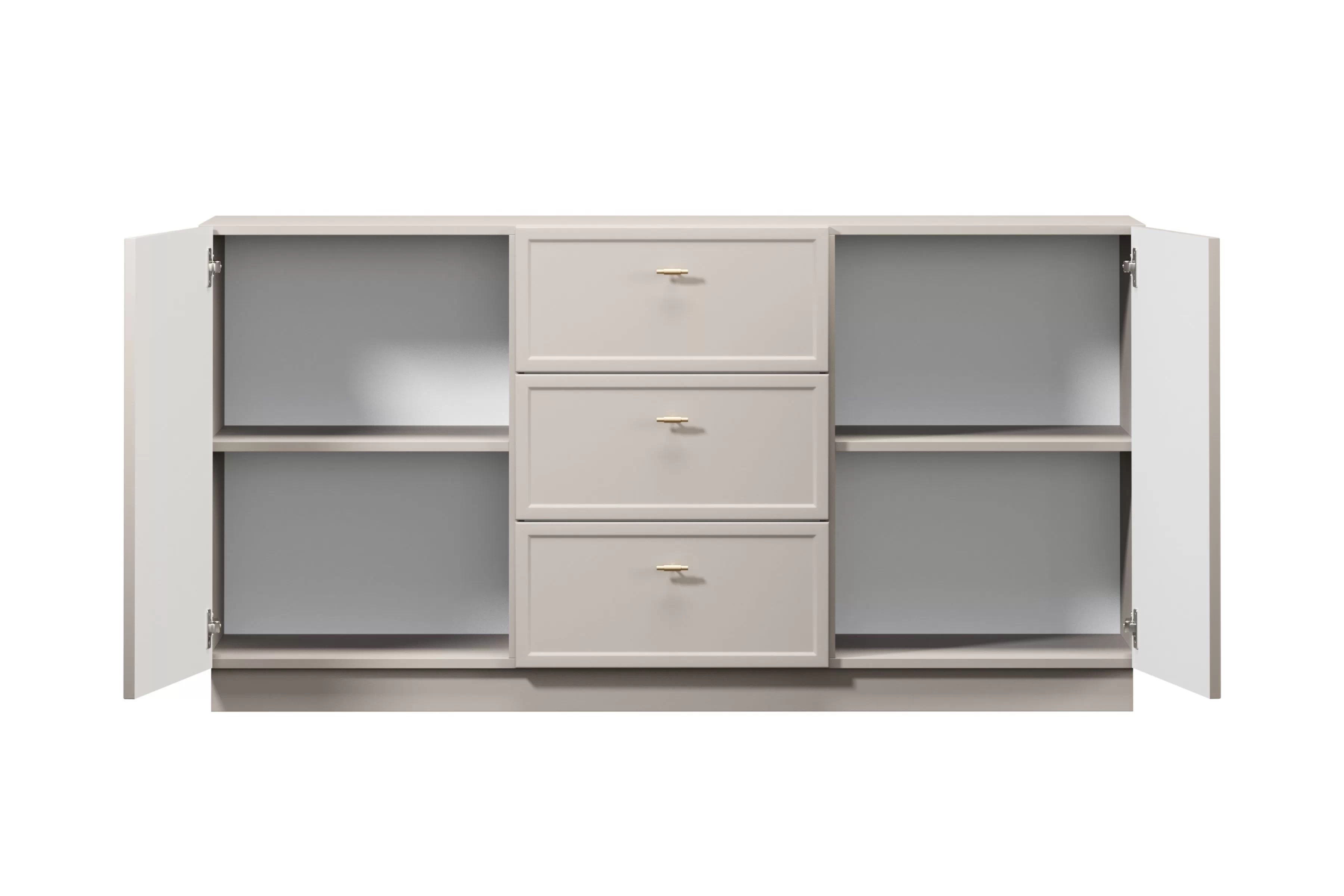 Komoda Lorini 150 cm - kašmírová / zlaté úchytky T-bar Komoda Lorini 150 cm se zásuvkami - kašmír / zlote Úchytky T-bar