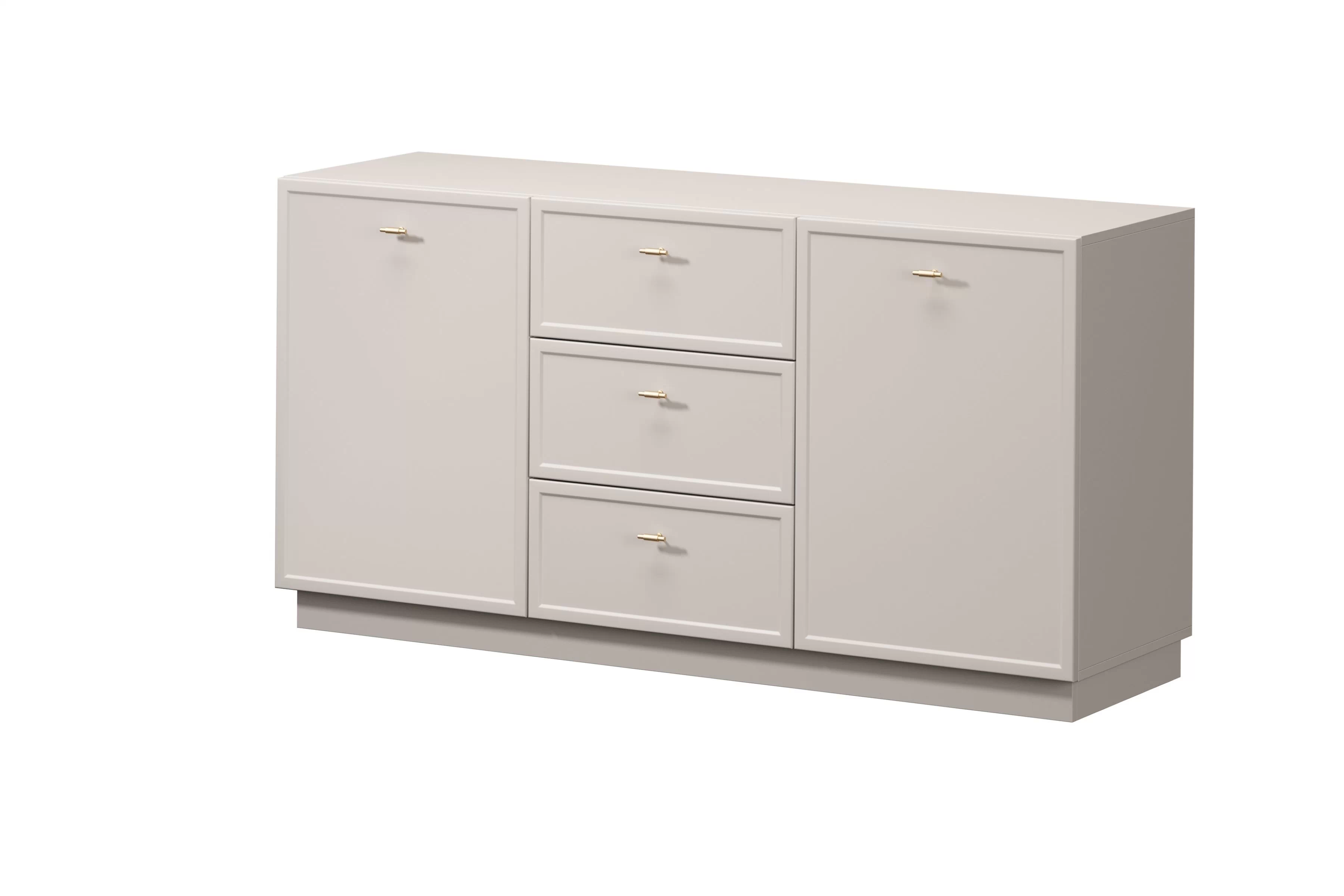 Komoda Lorini 150 cm - kašmírová / zlaté úchytky T-bar Komoda Lorini 150 cm se zásuvkami - kašmír / zlote Úchytky T-bar