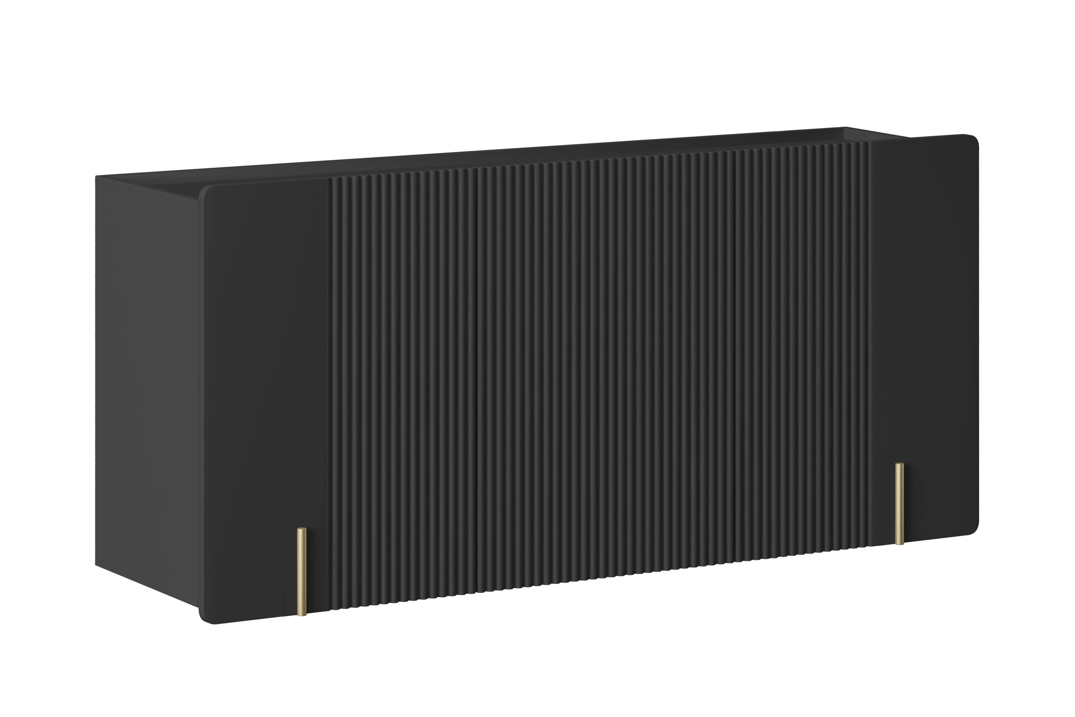 Závěsná komoda Malmi 150 cm třídveřová - černý mat / zlatá Komoda Malmi 150 cm třídveřová závěsná - černá mat / zlatá