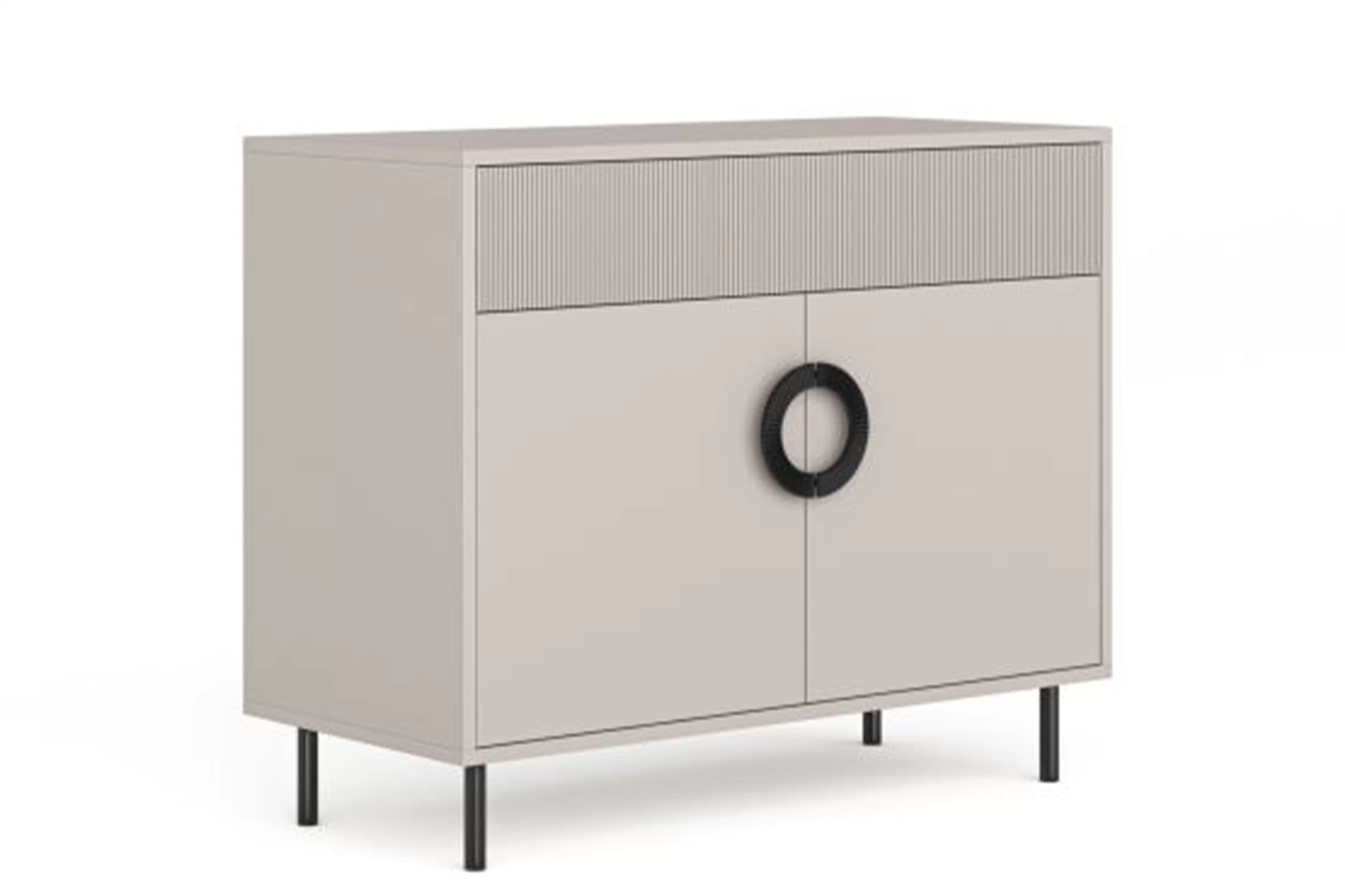 Komoda Nubo 100 cm dvojdverová so zásuvkou - kašmír / čierna Komoda Nubo 100 cm dvojdverová z szuflada - kašmír / Čierny