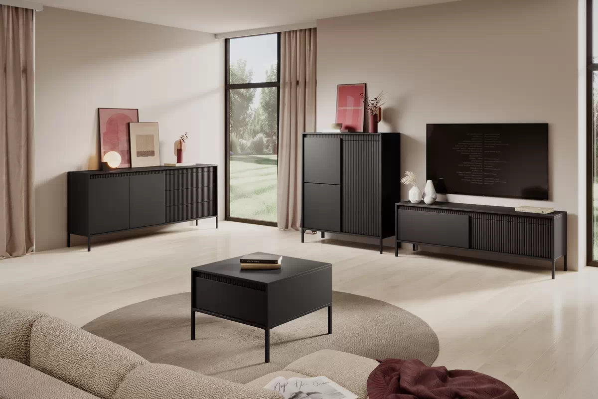 Komoda Sanos so zásuvkami 187 cm - Čierna Komoda Sanos so zásuvkami 187 cm - Čierna