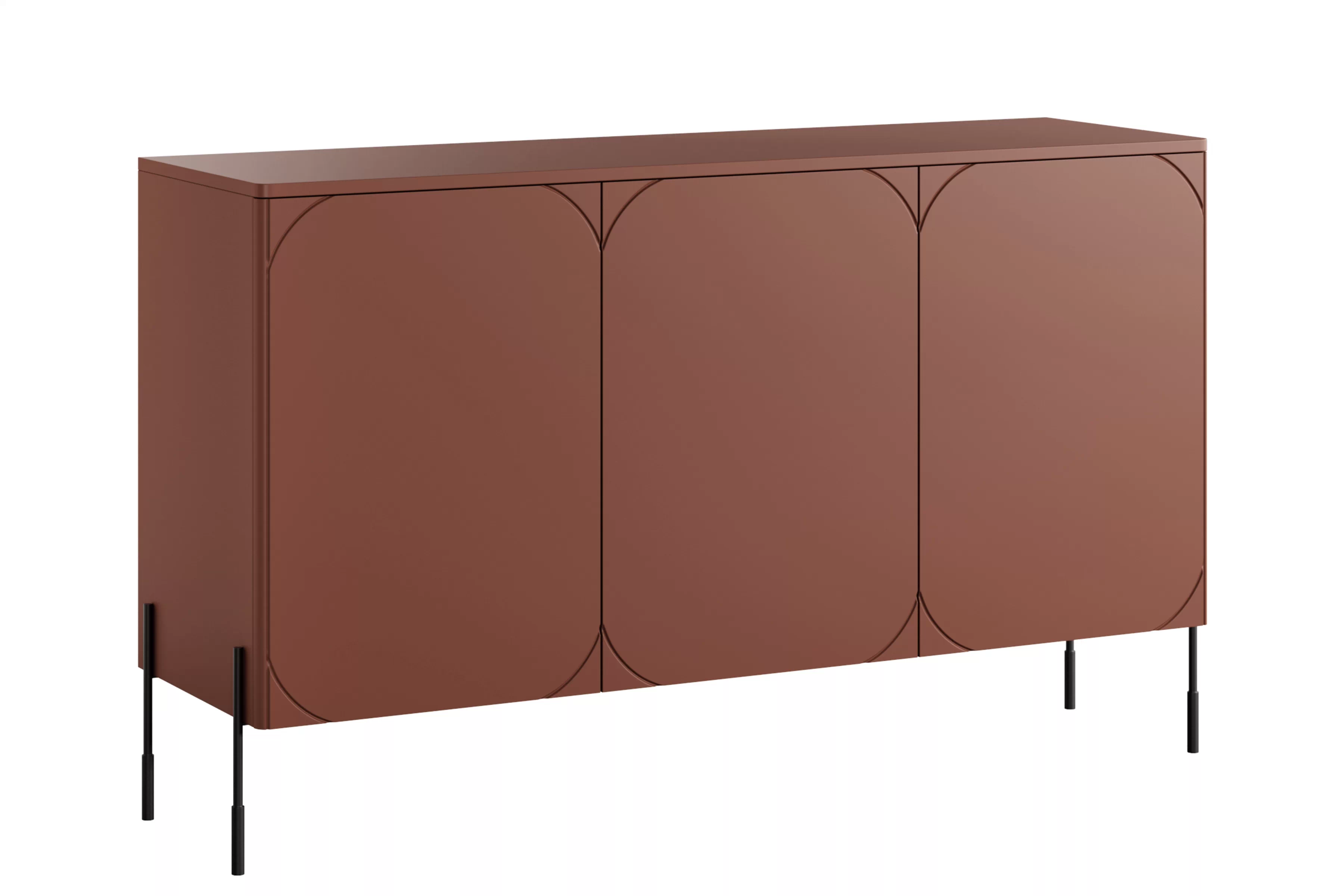 Trojdverová komoda Sonatia 150 cm s dvoma skrytými zásuvkami - burgund / čierne nohy Komoda Sonatia 150 cm trojdverová s dvoma ukrytymi zásuvkami - burgund / čierny nožičky