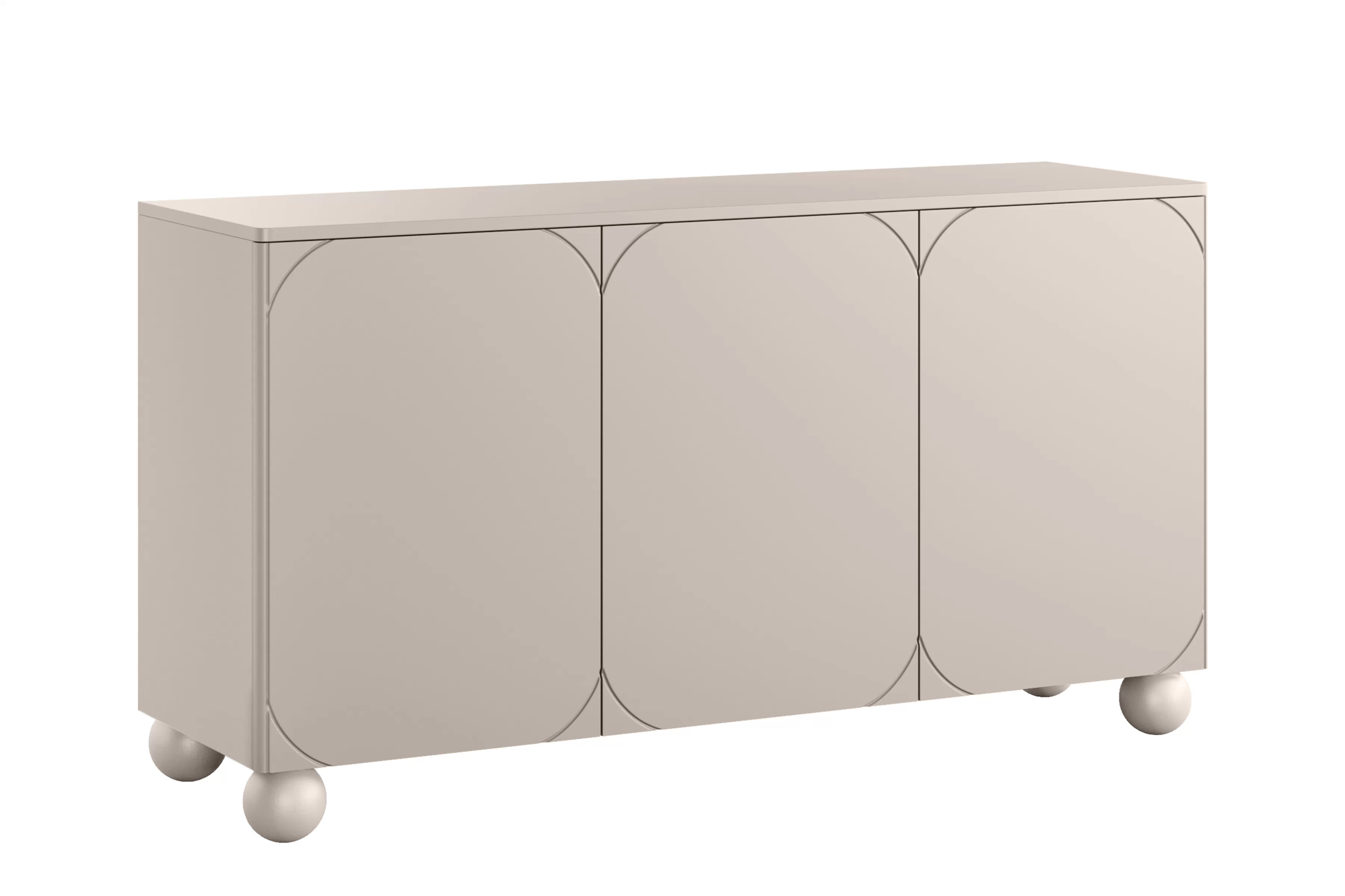 Komoda Sonatia II 150 cm trojdverová s štyrmi skrytými zásuvkami - kasmír / nohy guľaté Komoda Sonatia II 150 cm trojdverová z czterema ukrytymi zásuvkami - kašmír / nožičky kule