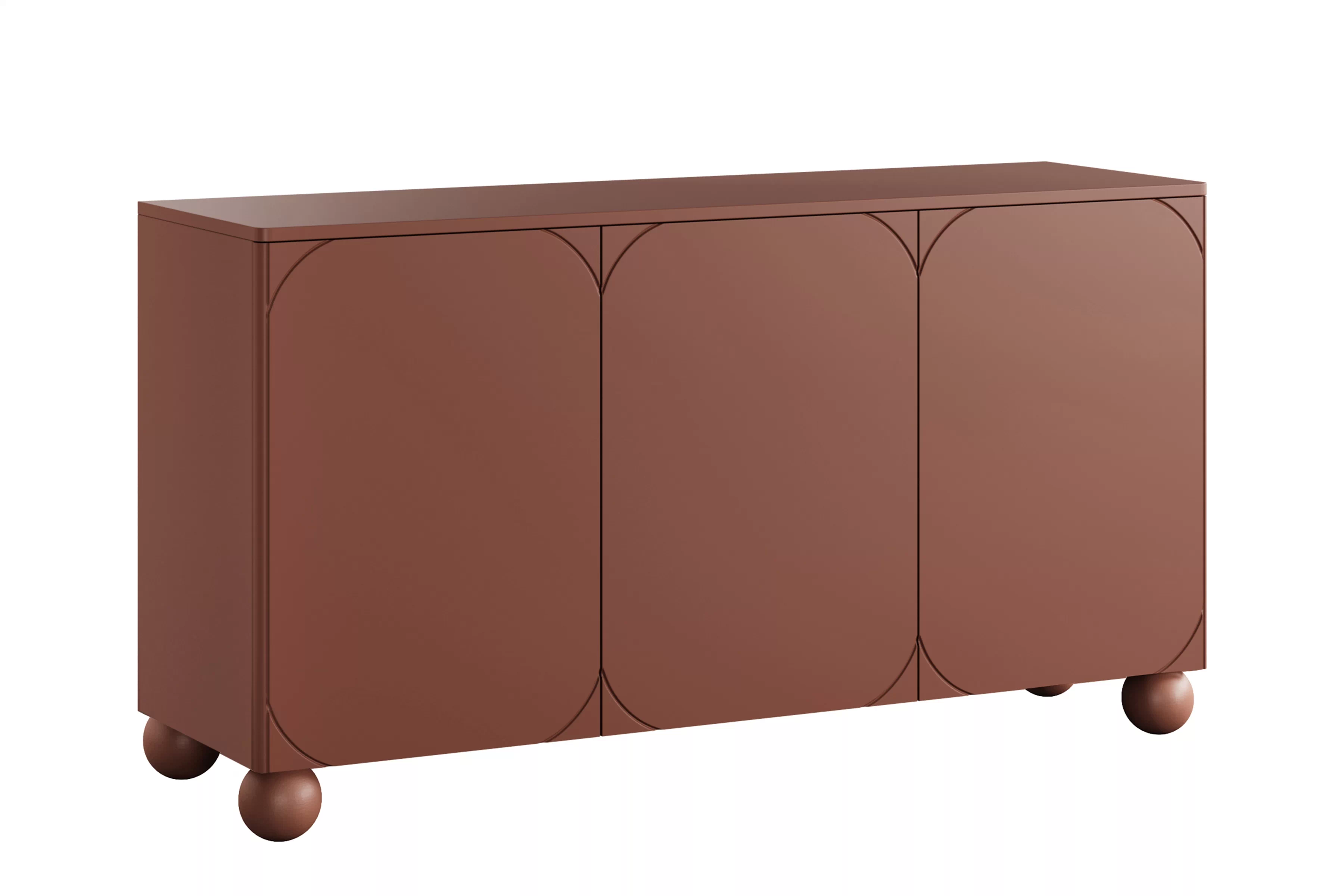 Trojdverová komoda Sonatia II 150 cm s dvoma skrytými zásuvkami - burgund / guľové nohy Komoda Sonatia II 150 cm trojdverová s dvoma ukrytymi zásuvkami - burgund / nožičky kule