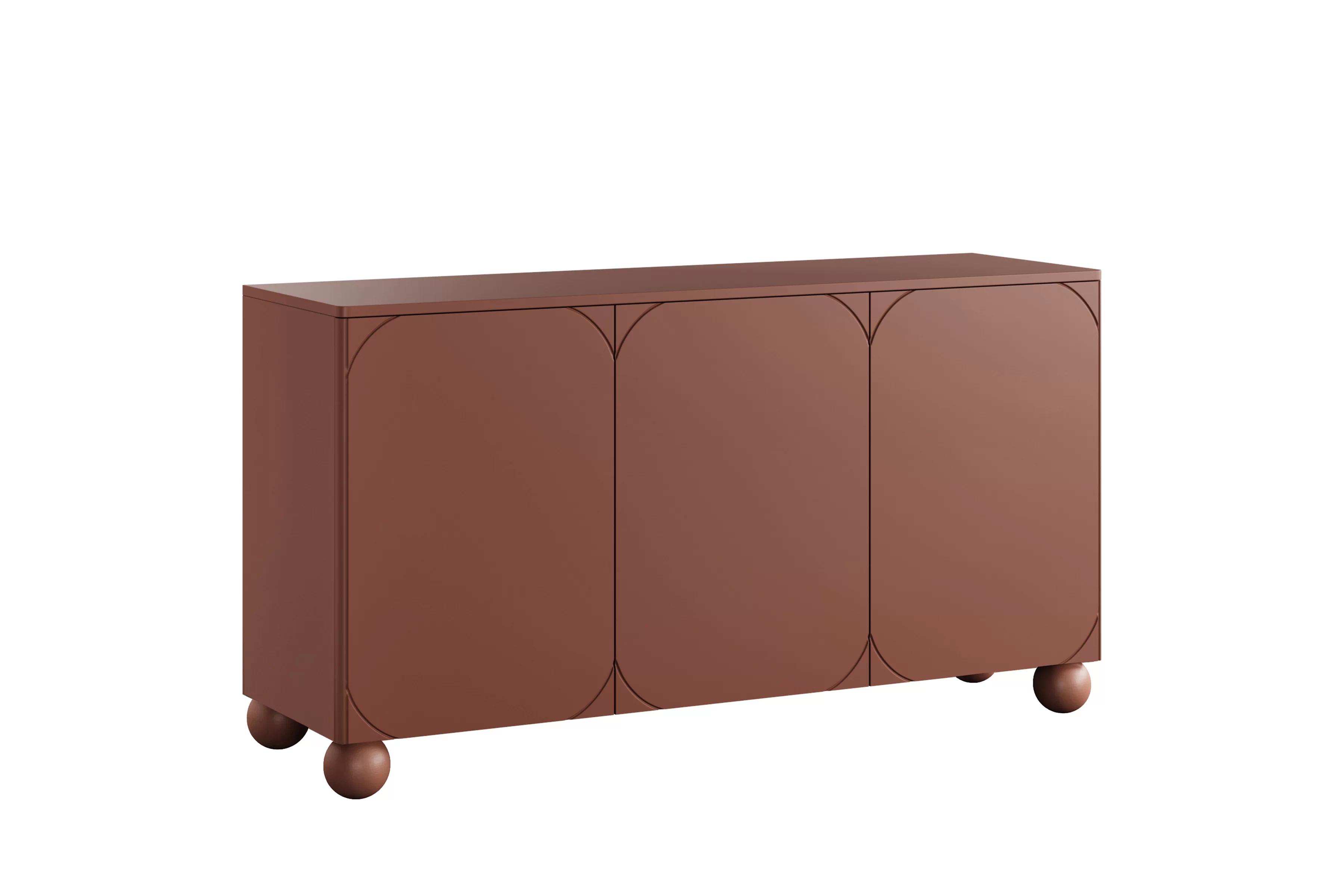 Trojdverová komoda Sonatia II 150 cm s dvoma skrytými zásuvkami - burgund / guľové nohy Komoda Sonatia II 150 cm trojdverová s dvoma ukrytymi zásuvkami - burgund / nožičky kule