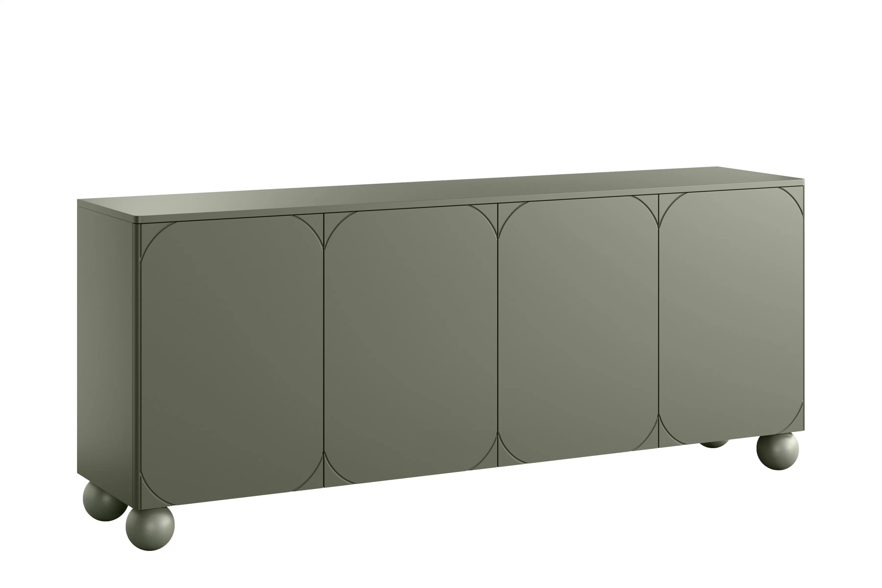 Olivová komoda Sonatia II 200 cm so štyrmi dverami - nohy guľaté Komoda Sonatia II 200 cm štvordverová - Oliva / nožičky kule