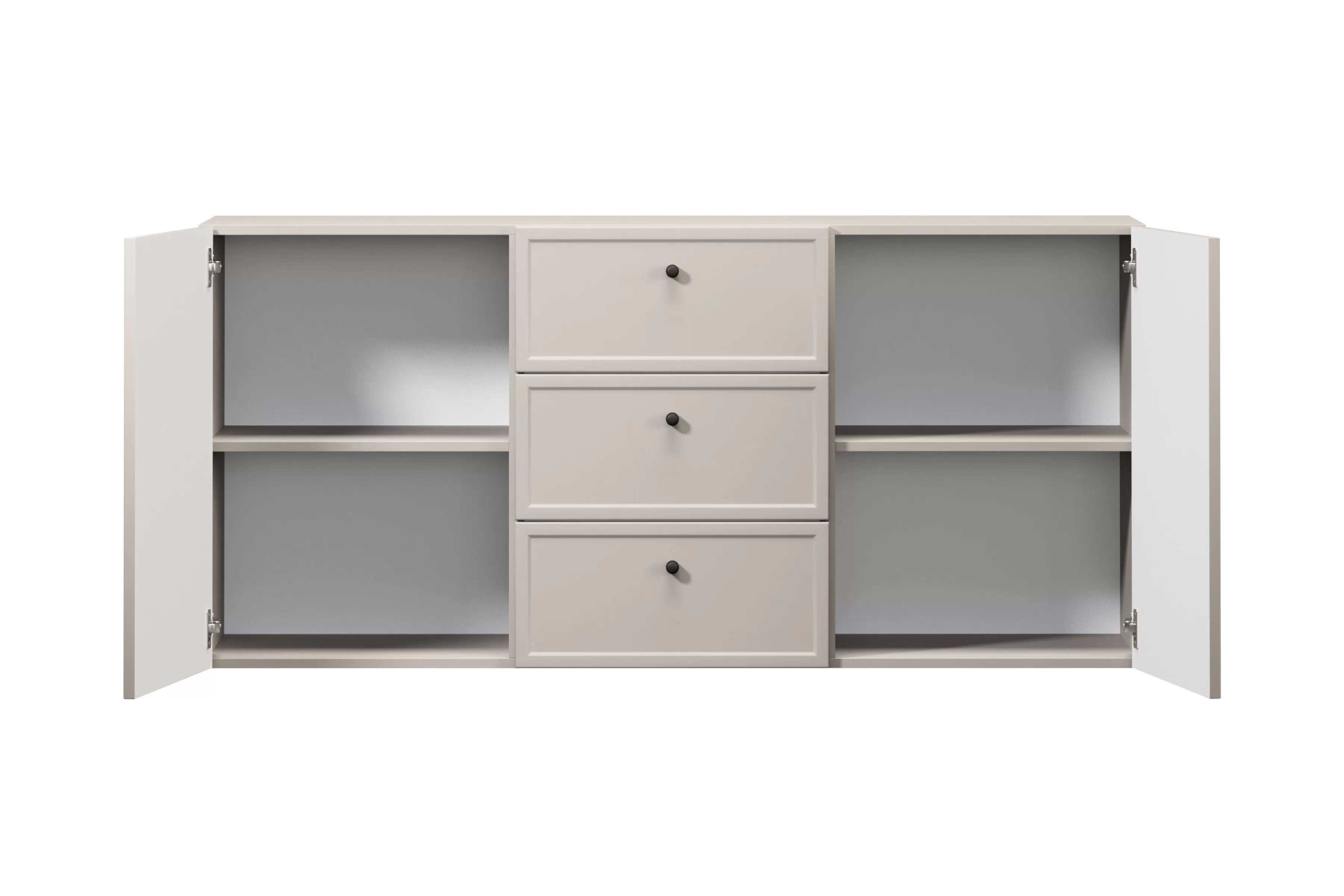 Závesná komoda Lorini 150 cm - kašmírová / čierne úchytky G Komoda závesná Lorini 150 cm so zásuvkami - kašmír / čierny úchyty