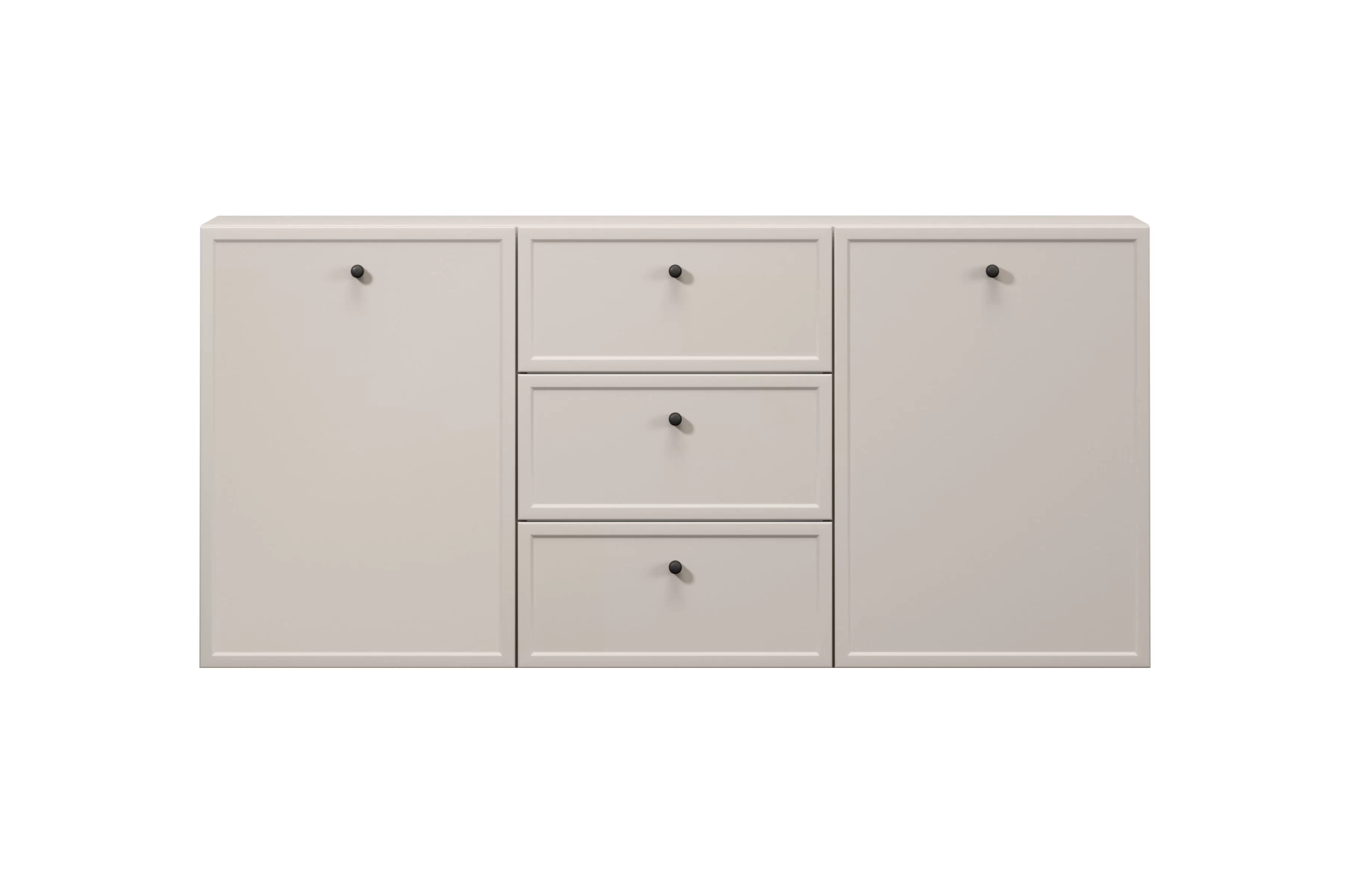 Závesná komoda Lorini 150 cm - kašmírová / čierne úchytky G Komoda závesná Lorini 150 cm so zásuvkami - kašmír / čierny úchyty