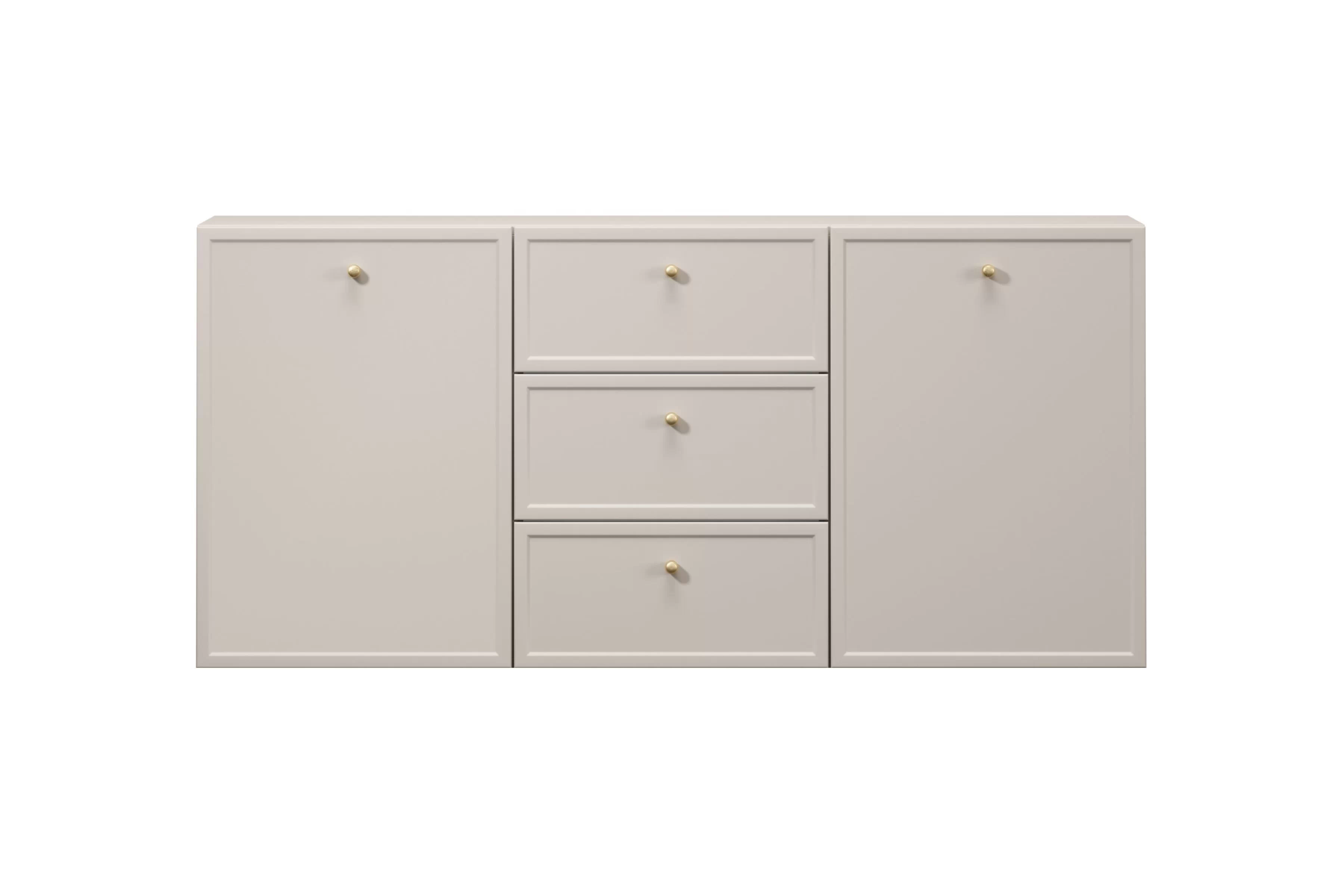 Závesná komoda Lorini 150 cm - kašmírová / zlaté úchytky G Komoda závesná Lorini 150 cm so zásuvkami - kašmír / zlote úchyty