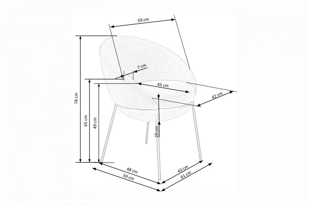 Čalúnená stolička K482 škrupinová - béžová Stolička čalúnená K482 kubelkowe - béžový