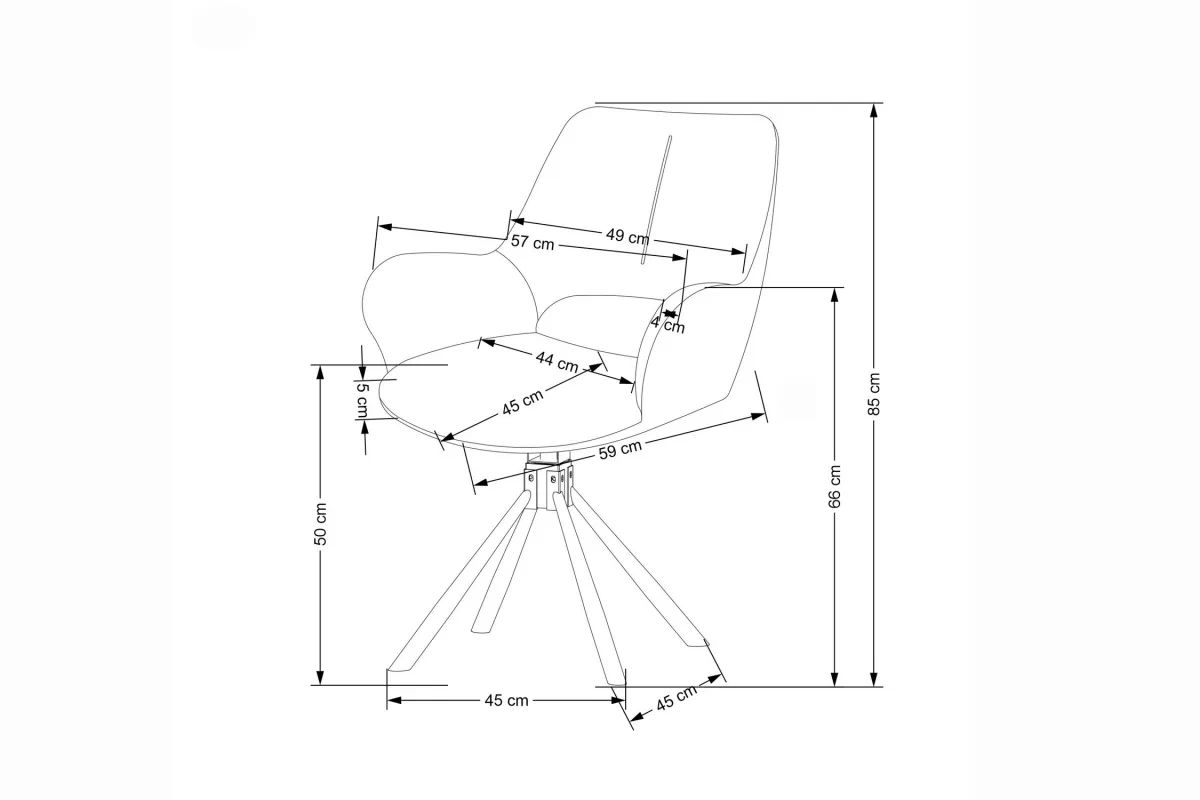 Jídelní židle K494 - popelavá / černá židle čalouněné z obrotowym sedadlem K494 - popelavá / černá