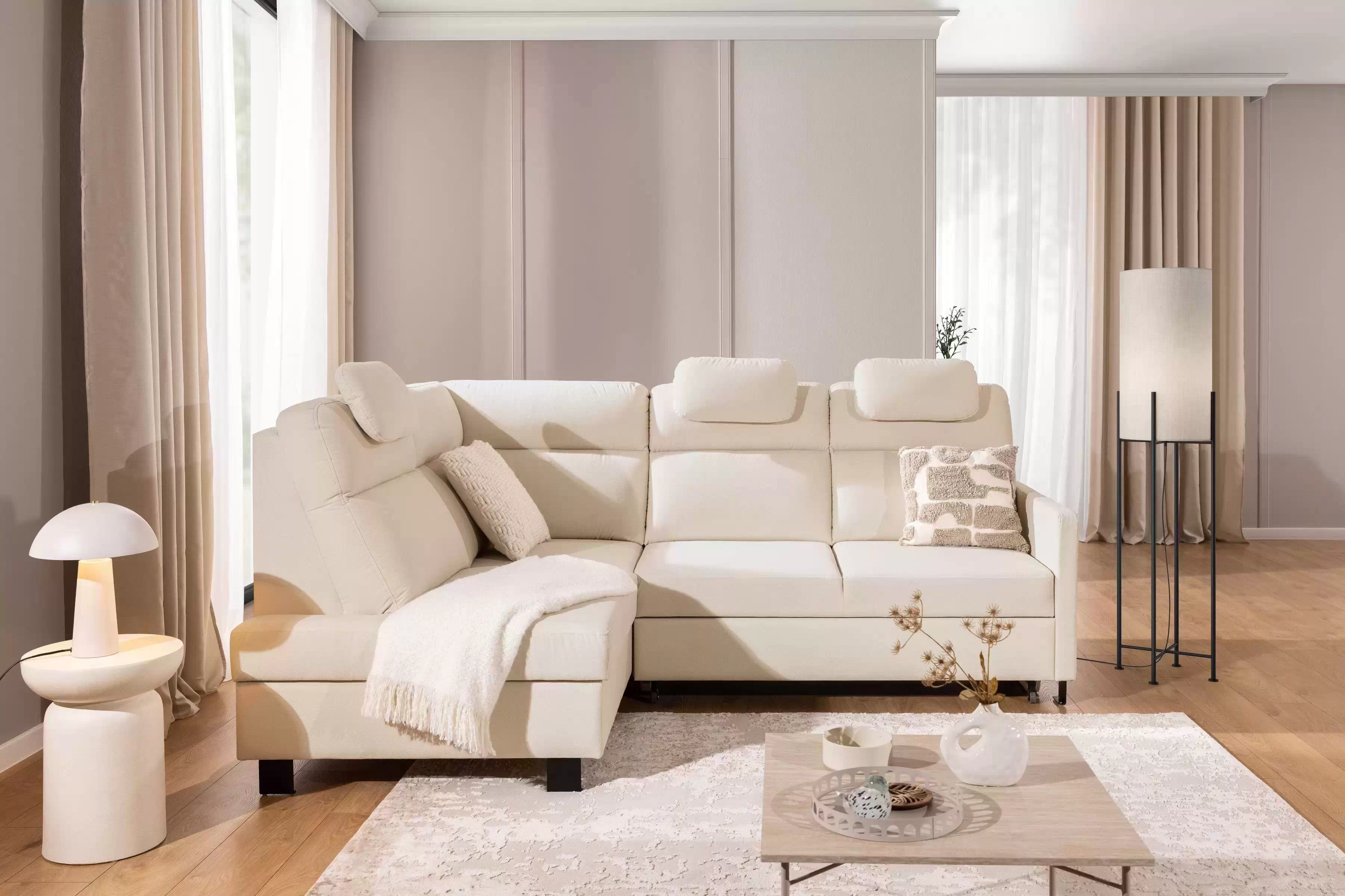 Rohová pohovka Loario L levá s úzkými boky LOARIO BP-A+2SF+OT2L+N-A