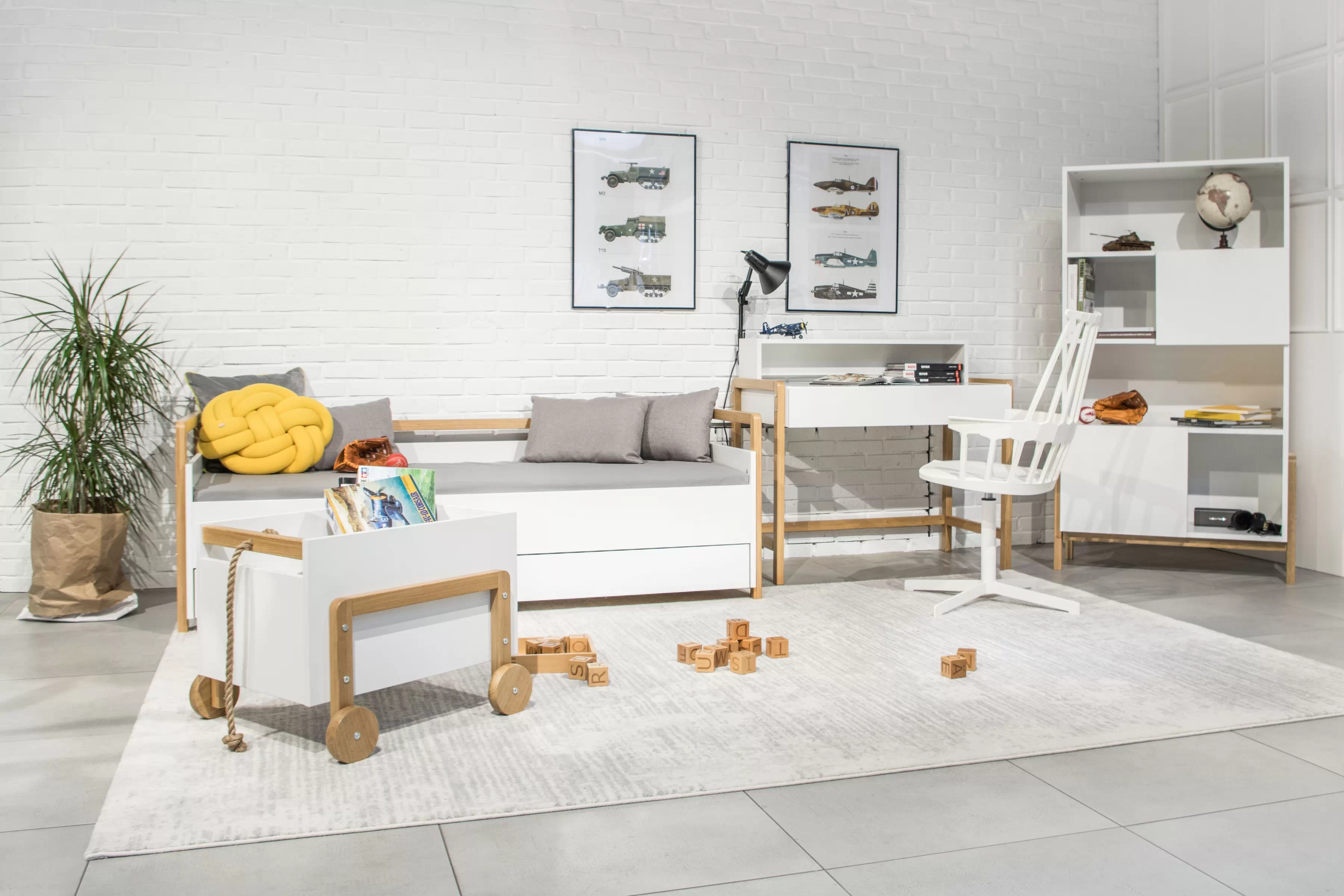 Detská posteľ Silia 80x180 cm so zásuvkou - alpská biela / dub Posteľ dzieciece Silia 80x180 cm z szuflada - Biela alpejska / Dub