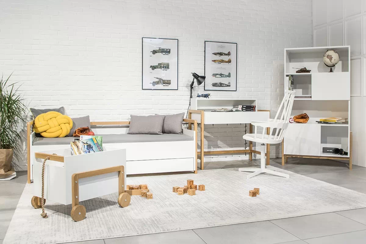 Detská posteľ Silia 80x180 cm so zásuvkou - alpská biela / dub Posteľ dzieciece Silia 80x180 cm z szuflada - Biela alpejska / Dub