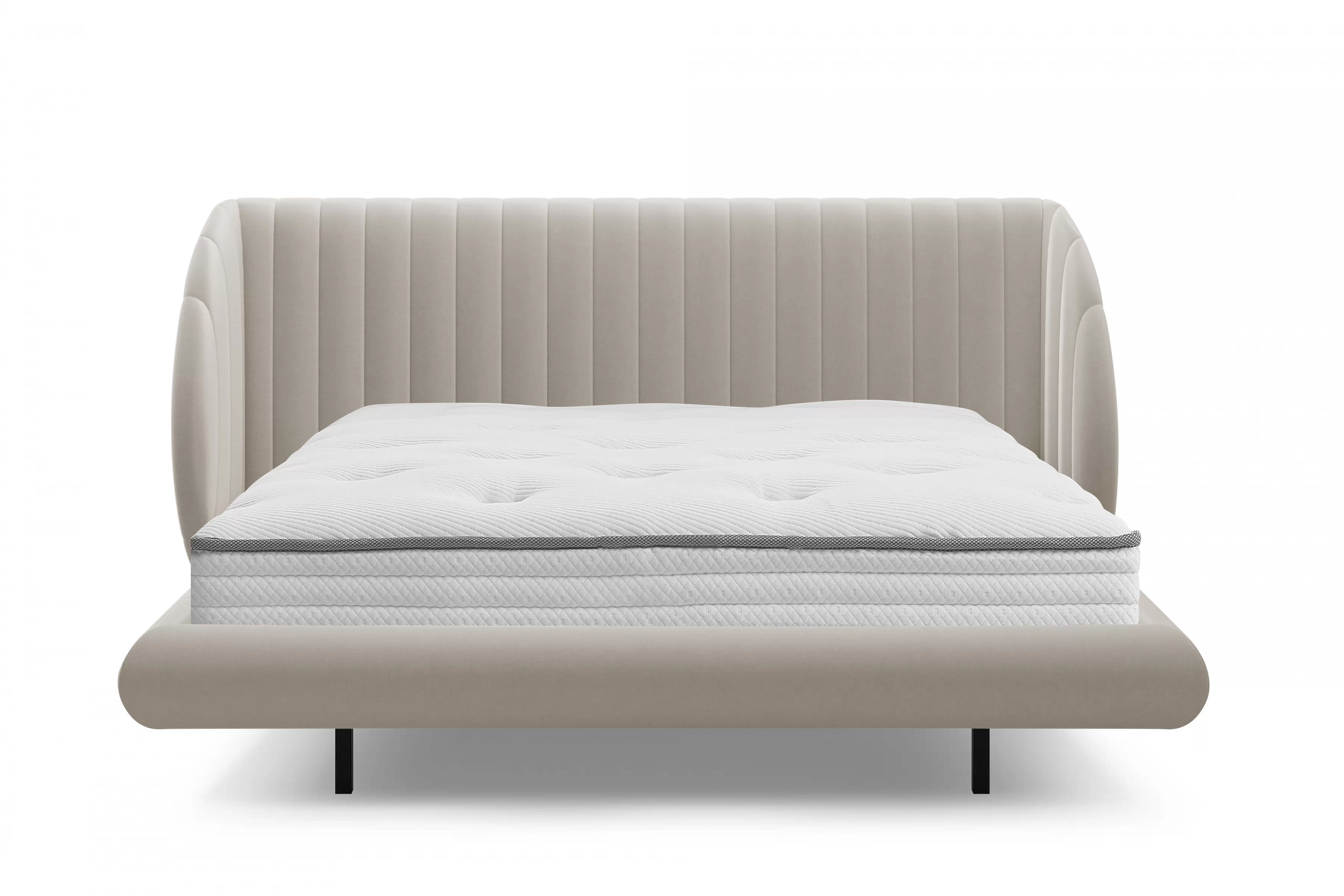 Levitujúca manželská posteľ Galin 160x200 - béžový velúr Velluto 1 Posteľ Galin lewitujace / 160x200 / Velutto 1