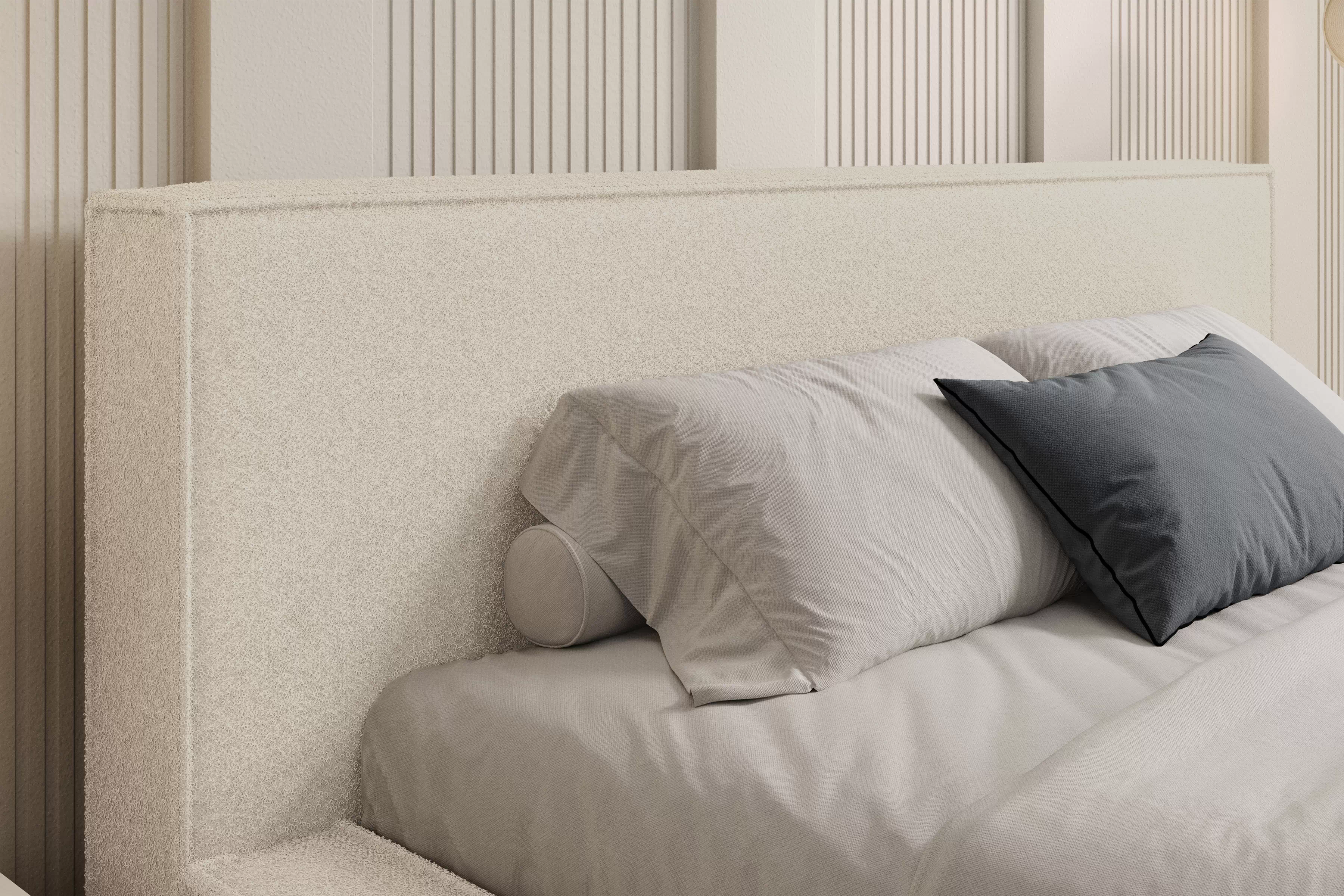 Čalúnená posteľ Nirello 160x200 s úložným priestorom - béžová bukla Quelle 03 Posteľ čalúnená Nirello 160x200 S vnútorným úložným priestorom- Béžová bukla Quelle 03