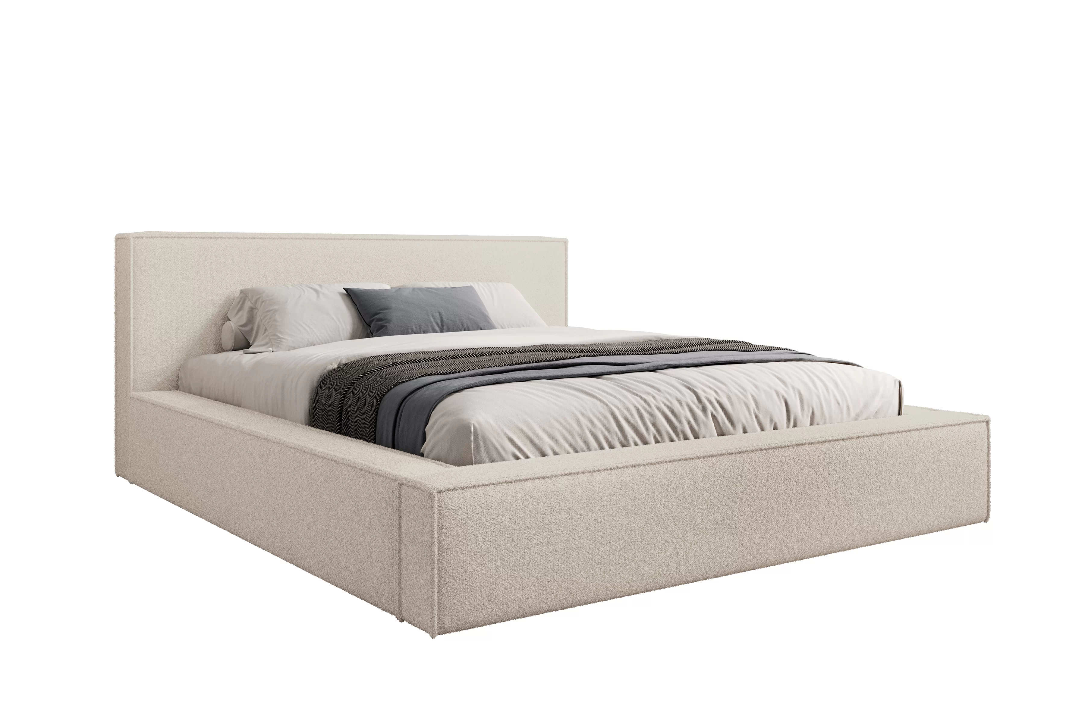Čalúnená posteľ Nirello 160x200 s úložným priestorom - béžová bukla Quelle 03 Posteľ čalúnená Nirello 160x200 S vnútorným úložným priestorom- Béžová bukla Quelle 03