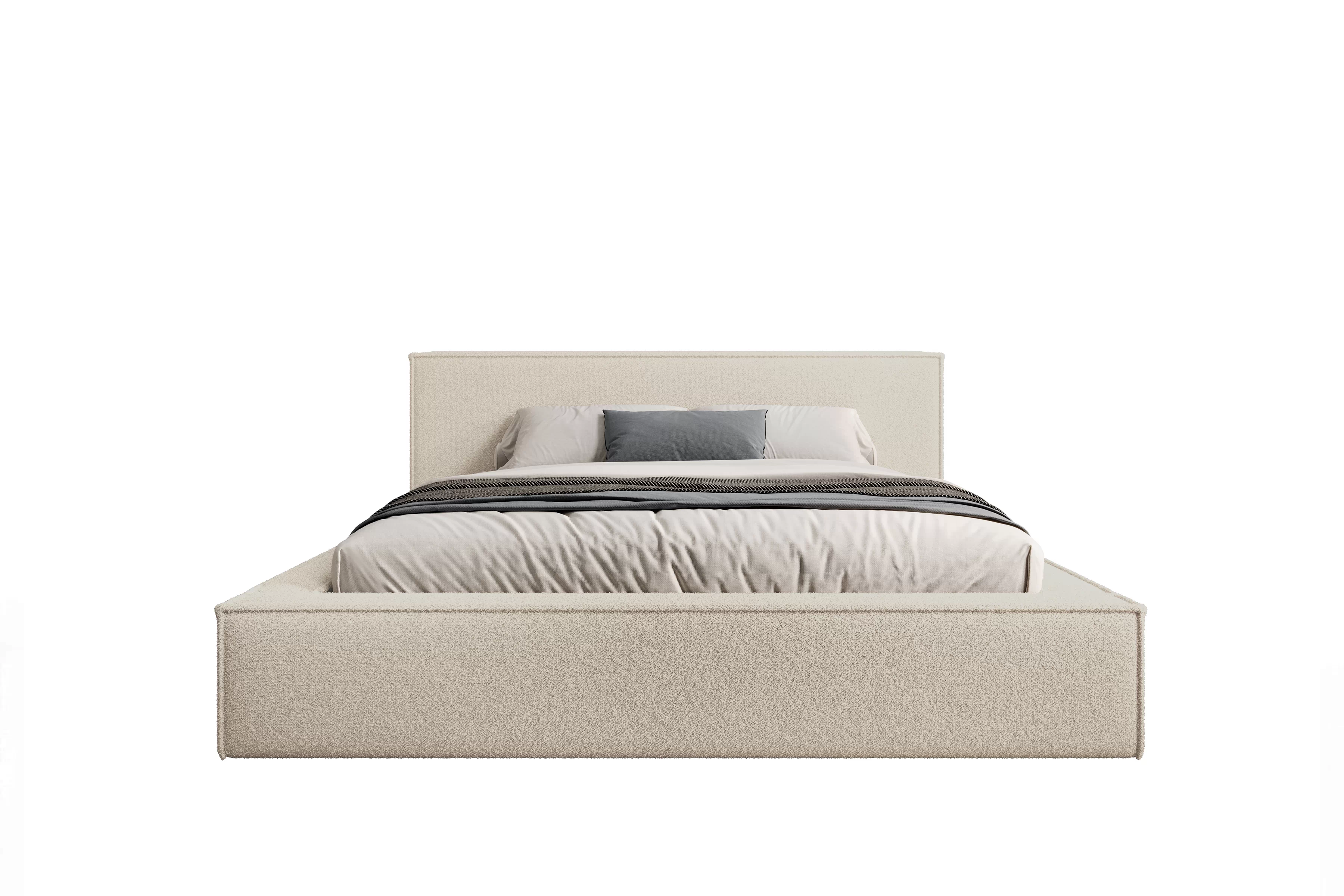 Čalúnená posteľ Nirello 160x200 s úložným priestorom - béžová bukla Quelle 03 Posteľ čalúnená Nirello 160x200 S vnútorným úložným priestorom- Béžová bukla Quelle 03